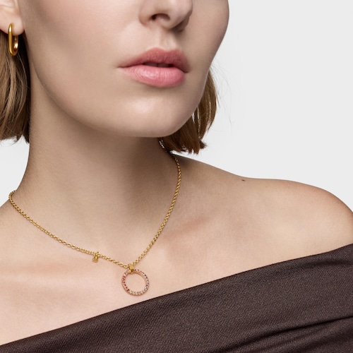 Dije con ba&ntilde;o de oro 18 kt sobre plata y gemas Straight