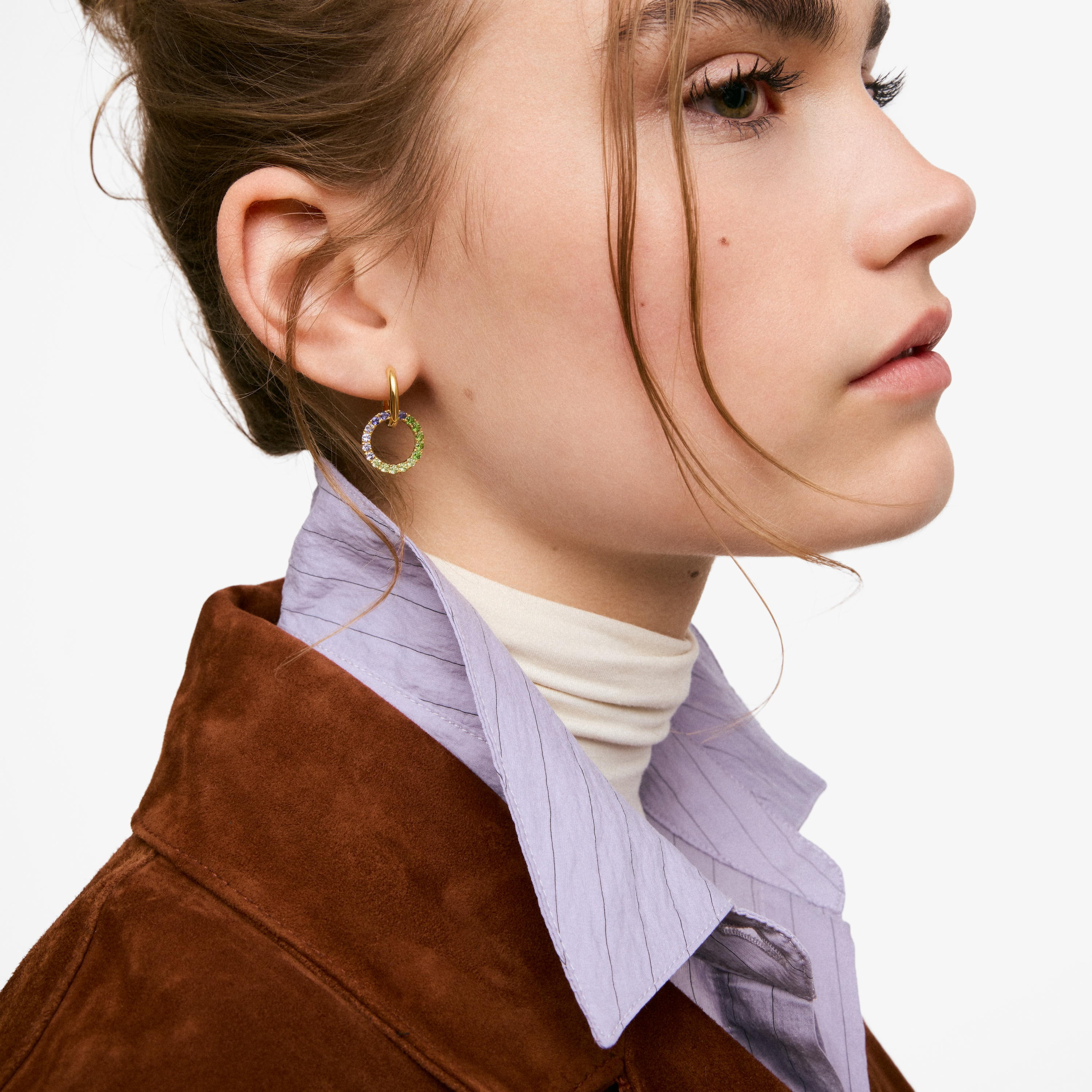 18K gold vermeil Double hoop earrings with gemstones TOUS Straight