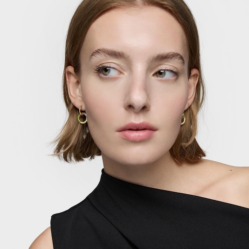 Brincos de argola dupla com banho de ouro de 18&nbsp;K sobre prata e pedras preciosas TOUS Straight