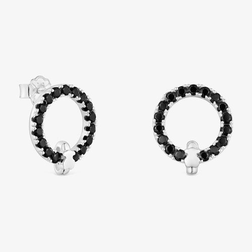 Silver Circle earrings with black spinel TOUS Straight