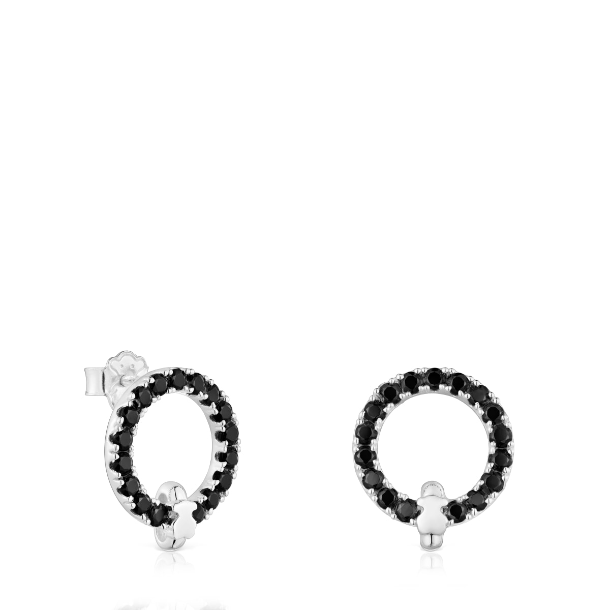 Tous - Pendientes Círculo De Plata Y Espinela Negra Straight - Negro