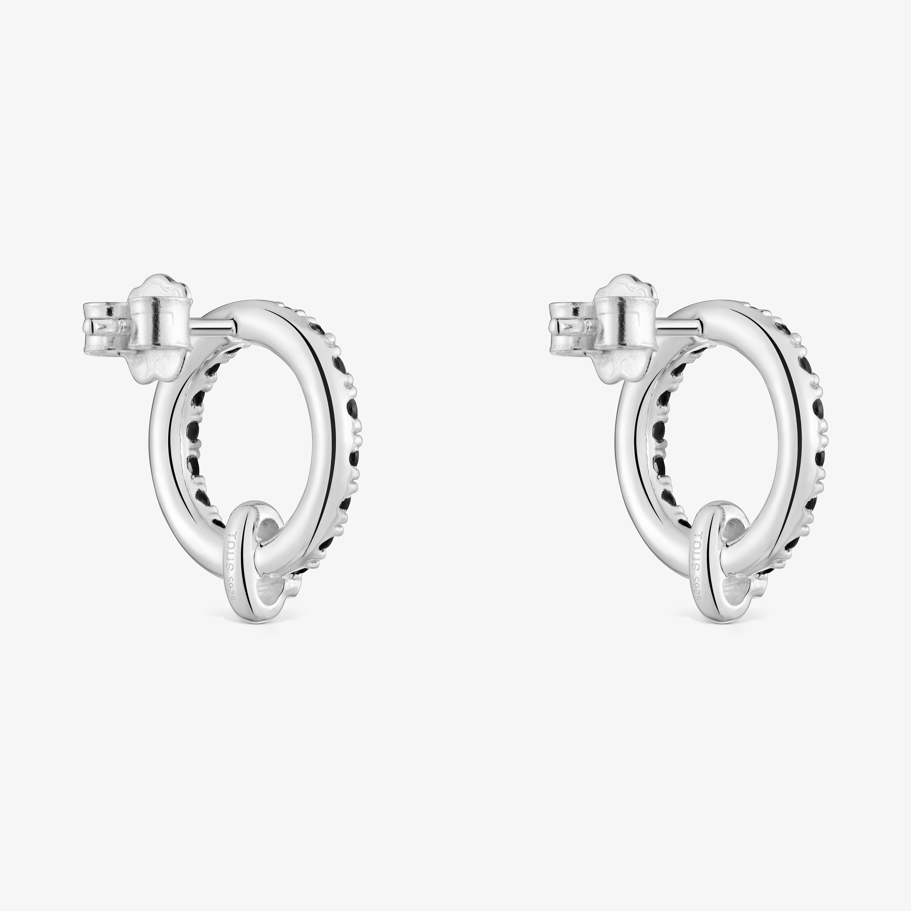 Silver Circle earrings with black spinel TOUS Straight