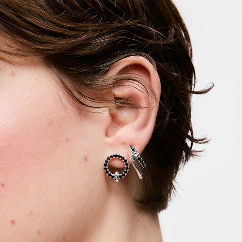 Silver Circle earrings with black spinel TOUS Straight