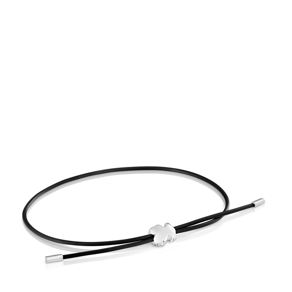 Tous - Pulsera Oso De Plata Y Caucho 7 Mm Bold Motif - Negro