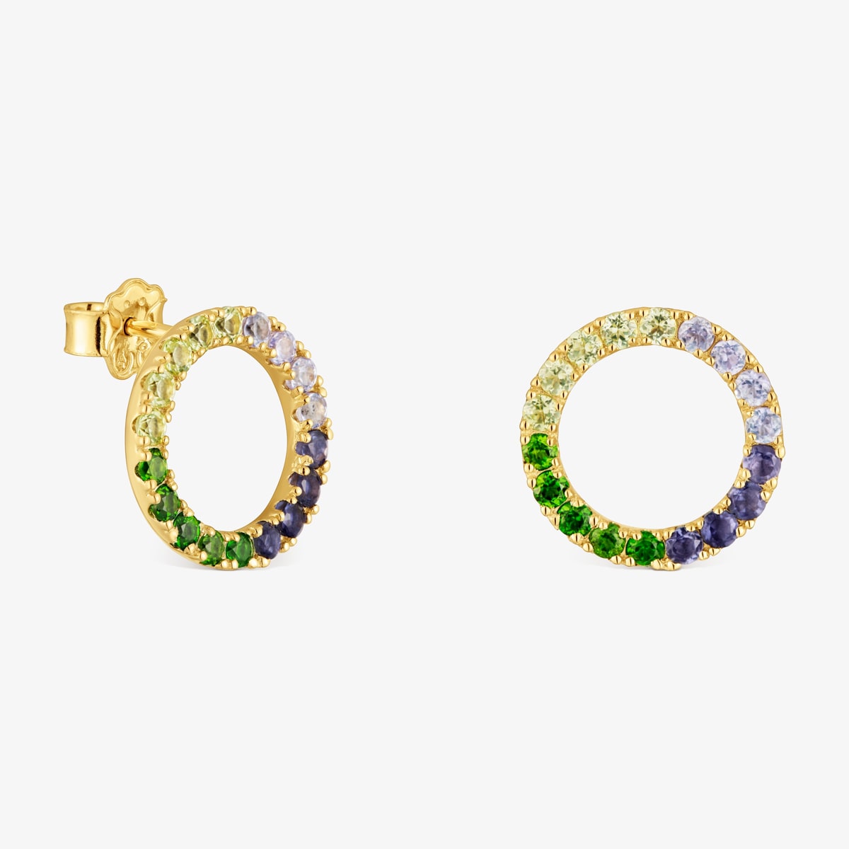 Tous - Pendientes Círculo Con Baño De Oro 18 Kt Sobre Plata Y Gemas Straight - Multi