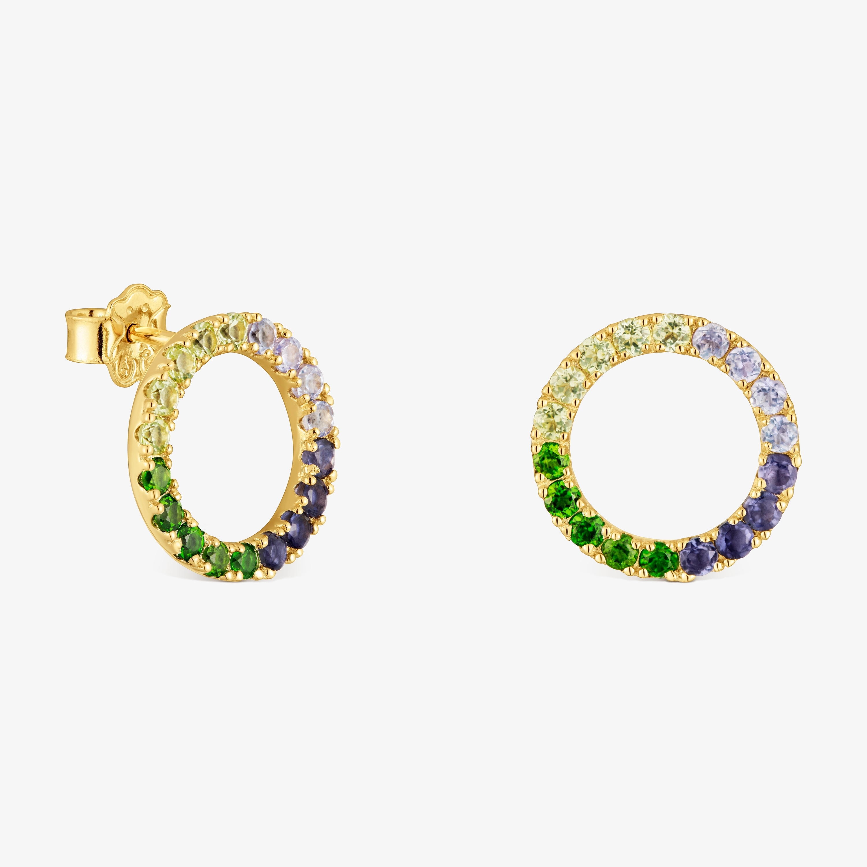 18K gold vermeil Circle earrings with gemstones TOUS Straight