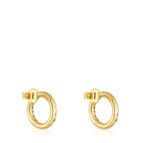 Brincos c&iacute;rculo com banho de ouro de 18&nbsp;K sobre prata e pedras preciosas TOUS Straight