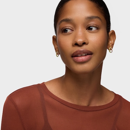 Brincos c&iacute;rculo com banho de ouro de 18&nbsp;K sobre prata e pedras preciosas TOUS Straight