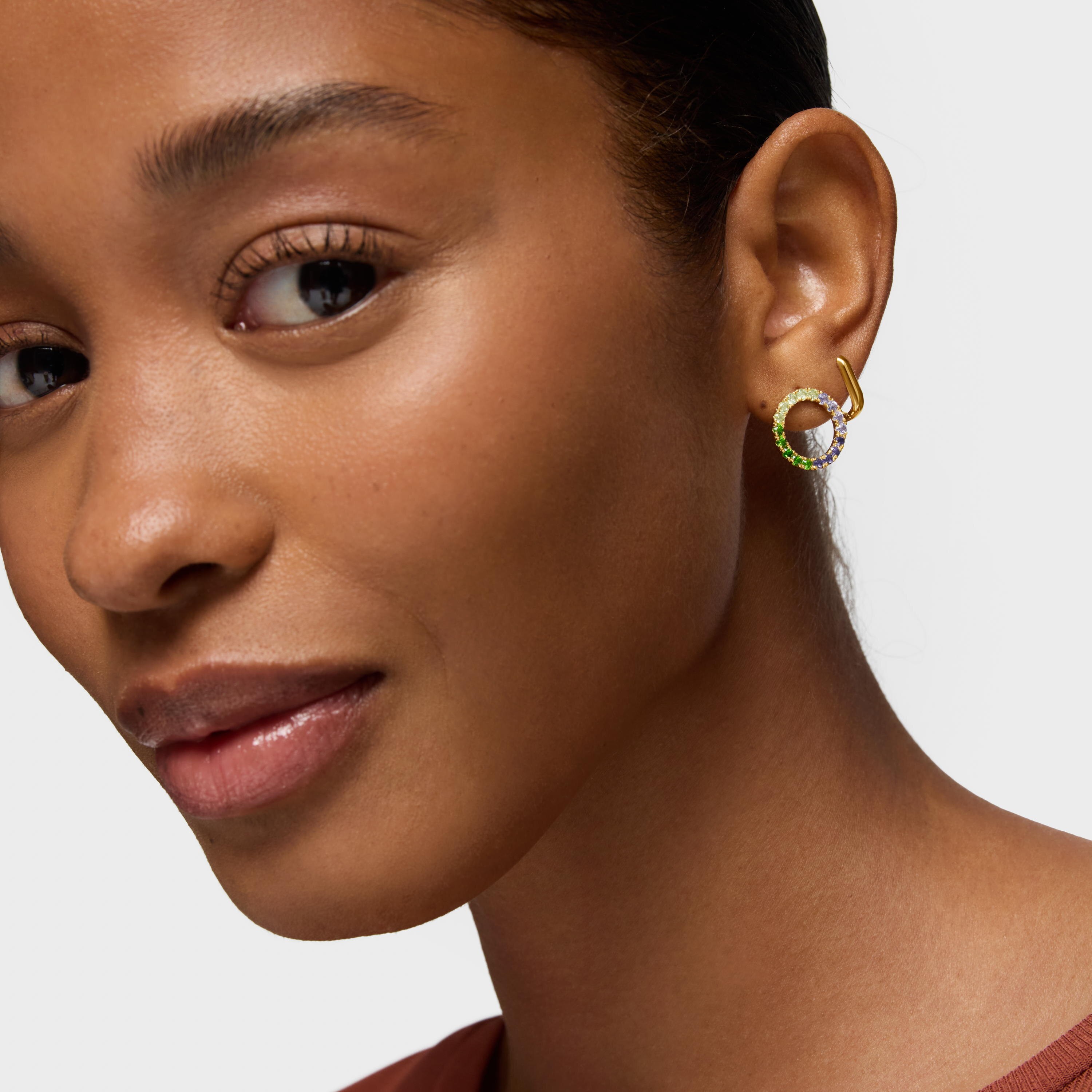 18K gold vermeil Circle earrings with gemstones TOUS Straight