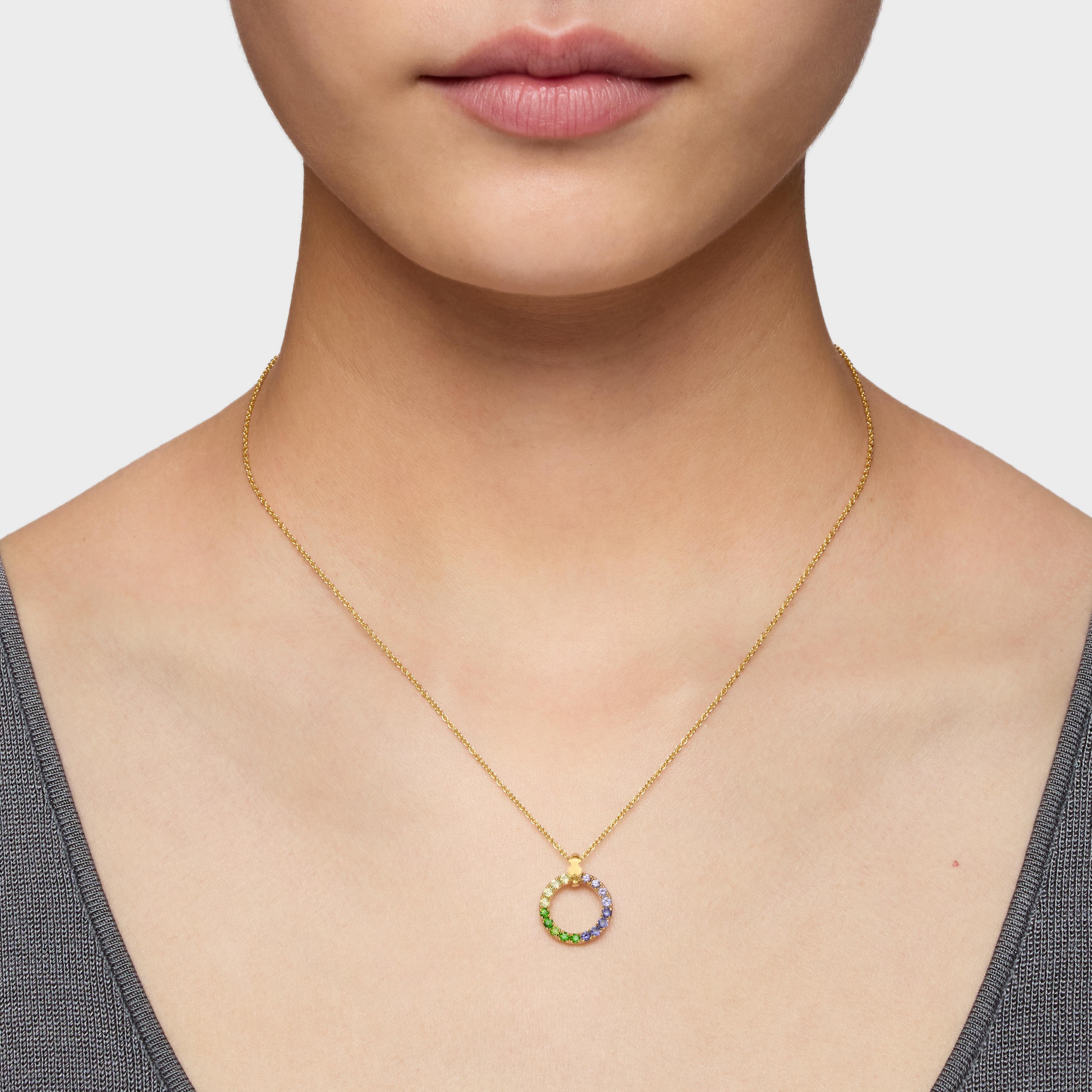 18K gold vermeil Necklace with gemstones TOUS Straight