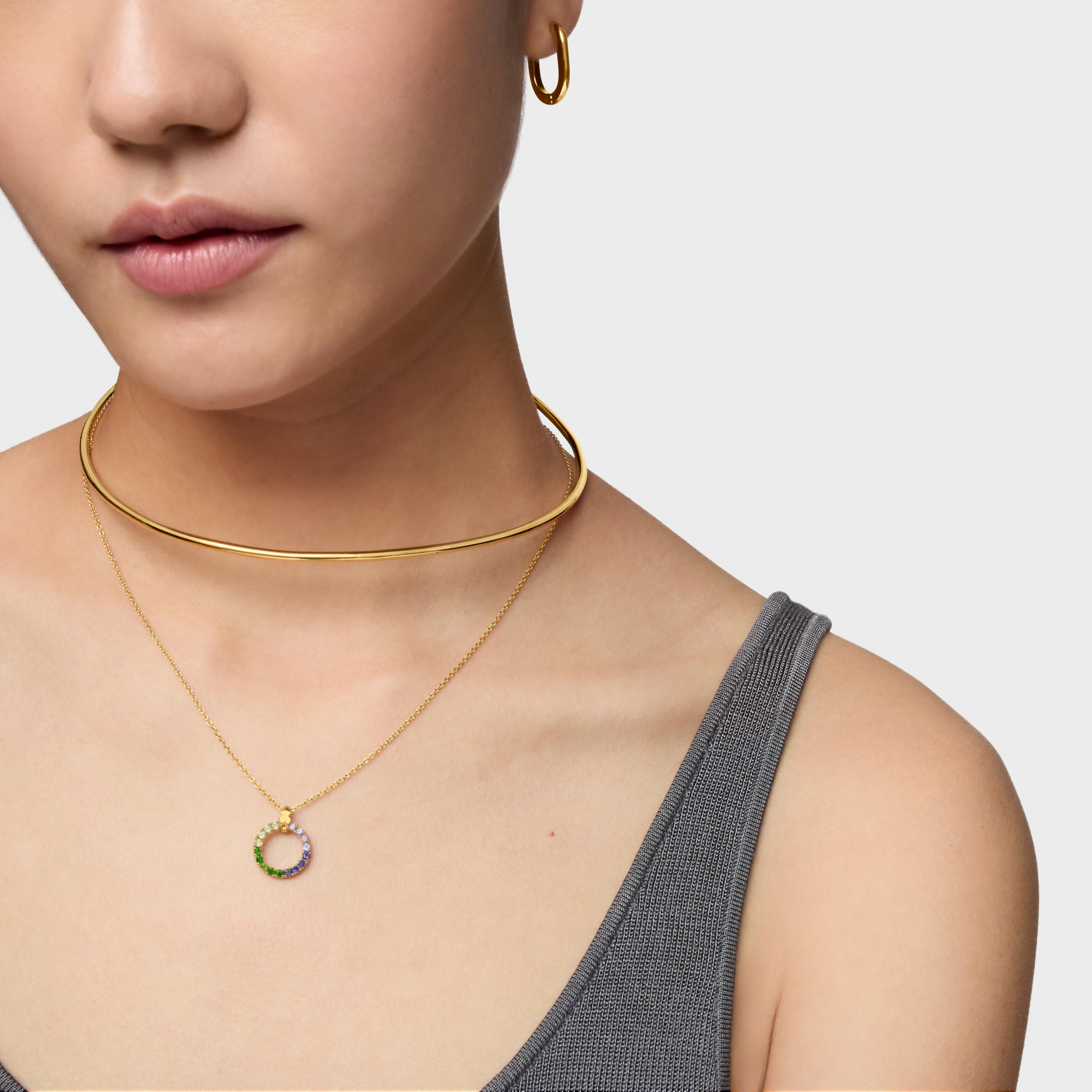 18K gold vermeil Necklace with gemstones TOUS Straight
