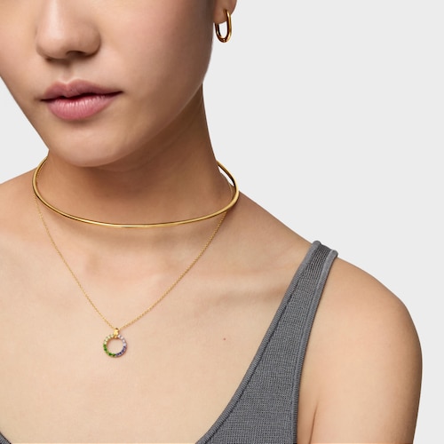 18kt gold-plated silver Necklace with gemstones TOUS Straight