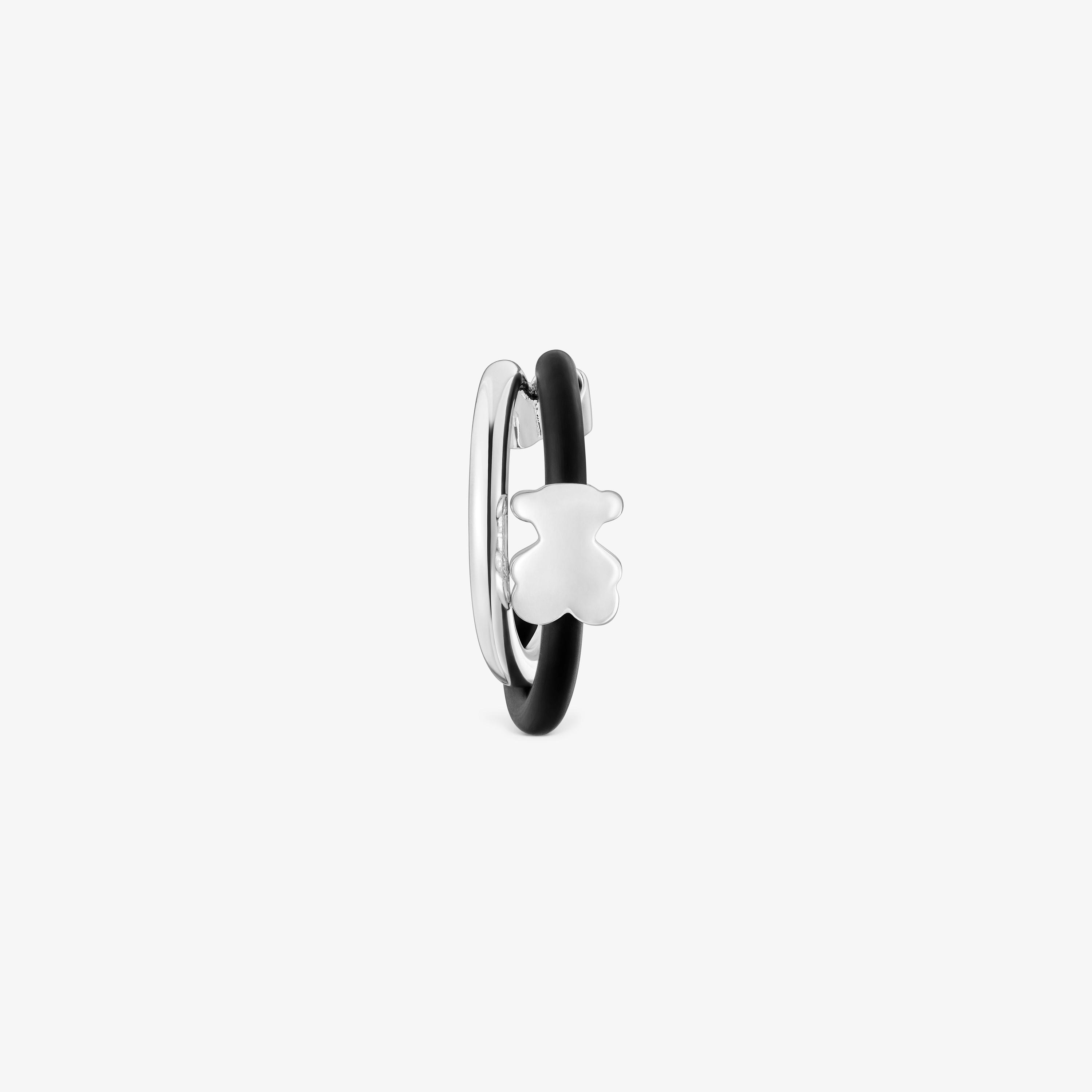 Bear earcuff in silver and rubber Bold Motif