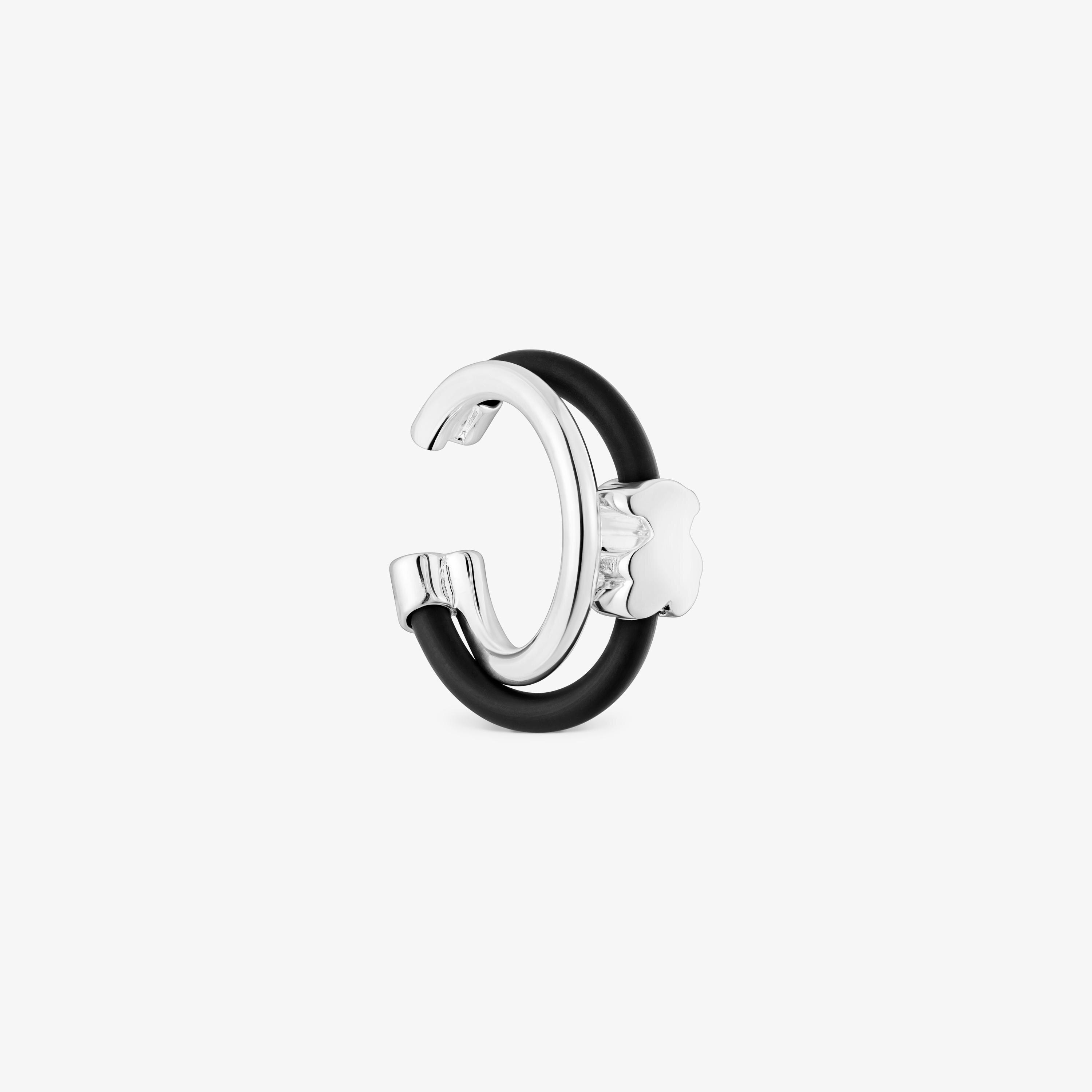 Bear earcuff in silver and rubber Bold Motif