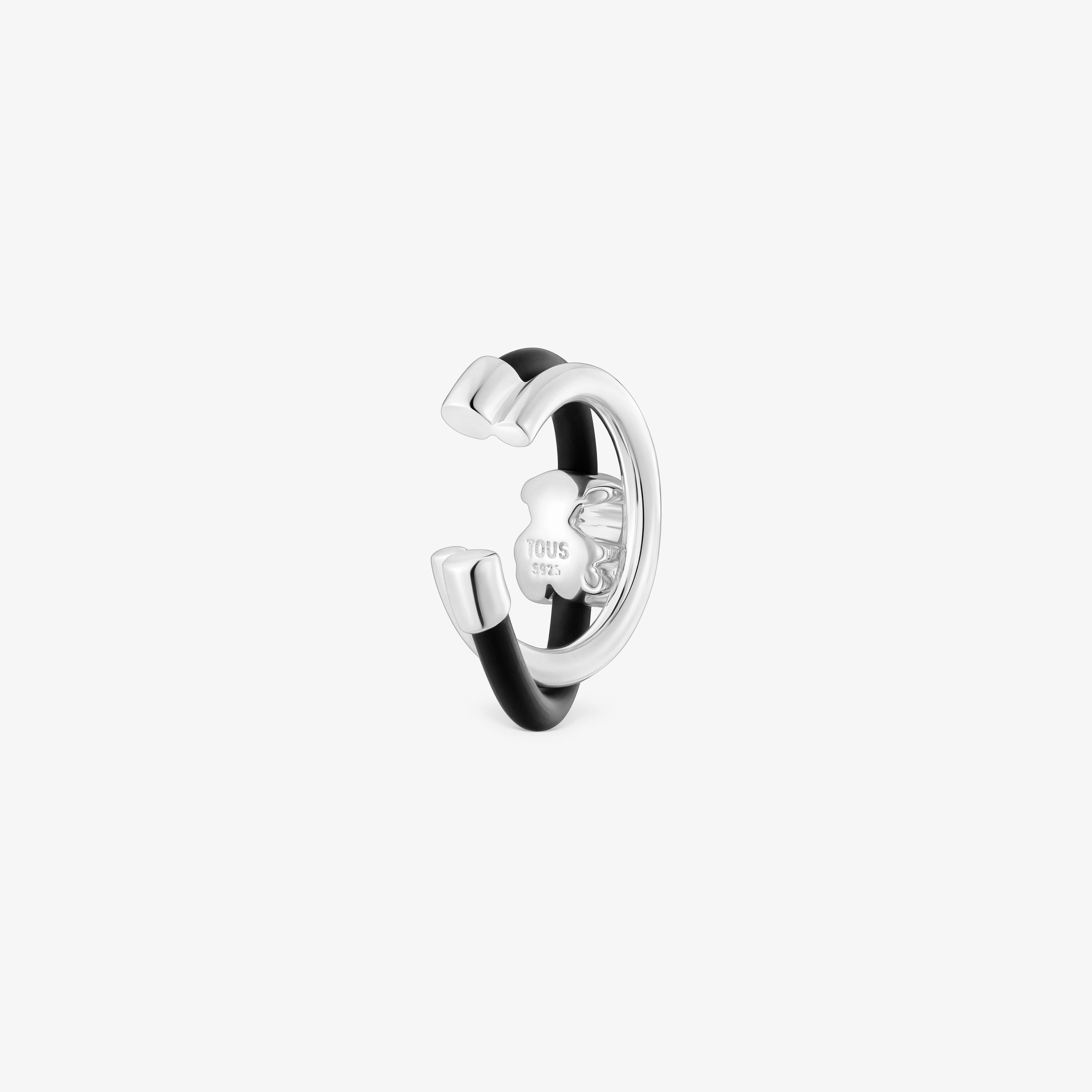 Bear earcuff in silver and rubber Bold Motif