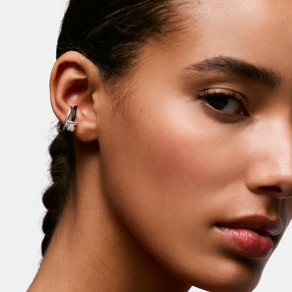 Bear earcuff in silver and rubber Bold Motif