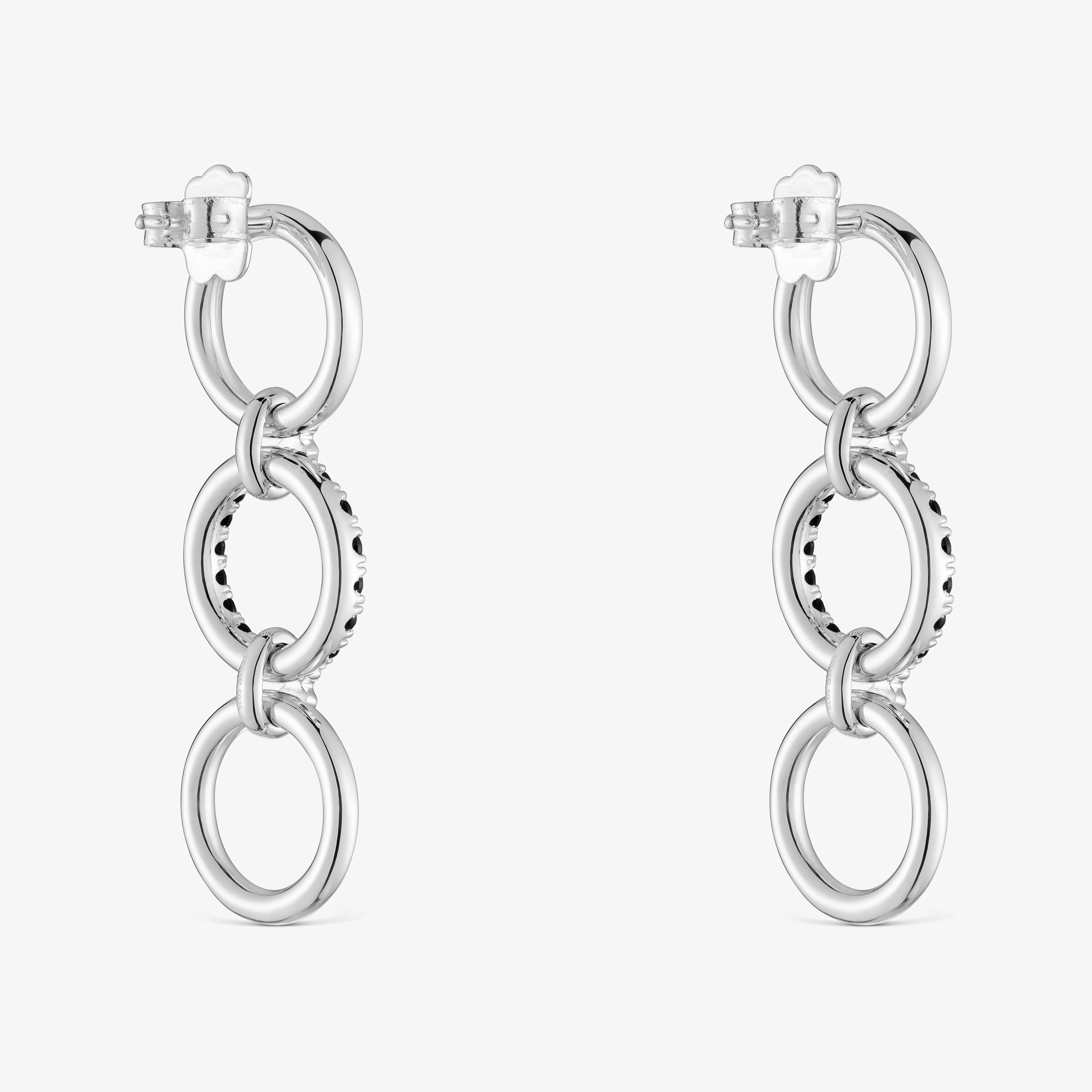 Long silver Earrings with black spinel TOUS Straight