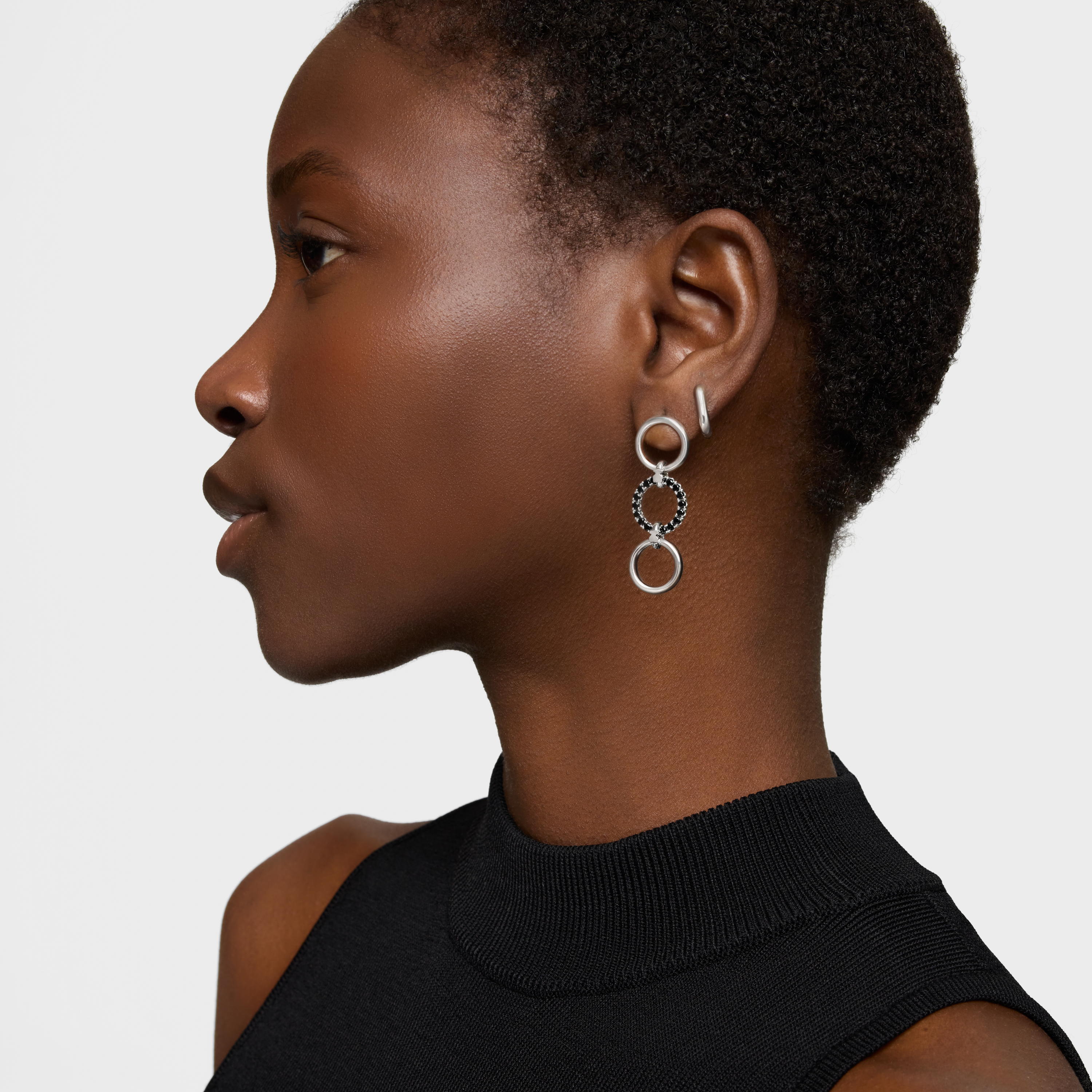Long silver Earrings with black spinel TOUS Straight