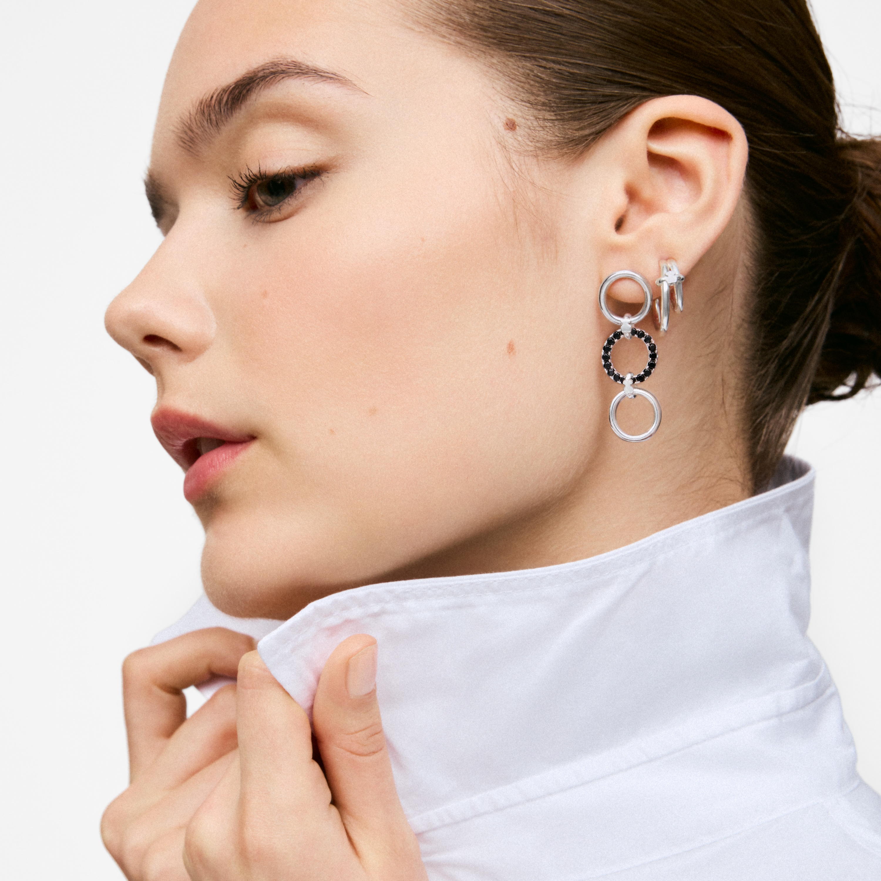 Long silver Earrings with black spinel TOUS Straight