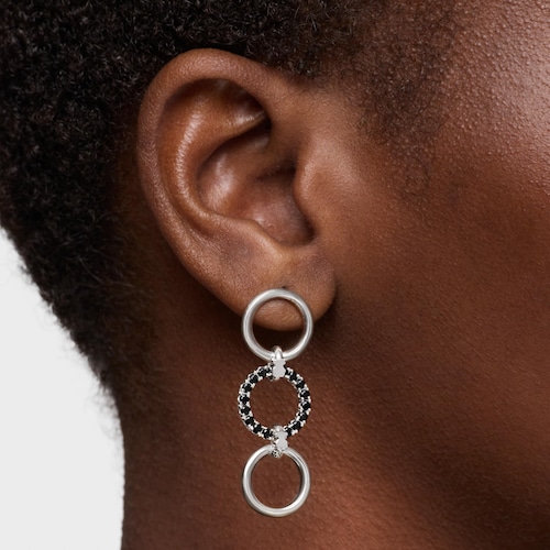 Brincos compridos em prata e espin&eacute;lio preto TOUS Straight