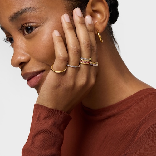 Doppel-Ring aus 18&nbsp;kt vergoldetem Silber mit Edelsteinen TOUS Straight