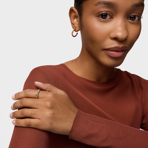 Doppel-Ring aus 18&nbsp;kt vergoldetem Silber mit Edelsteinen TOUS Straight