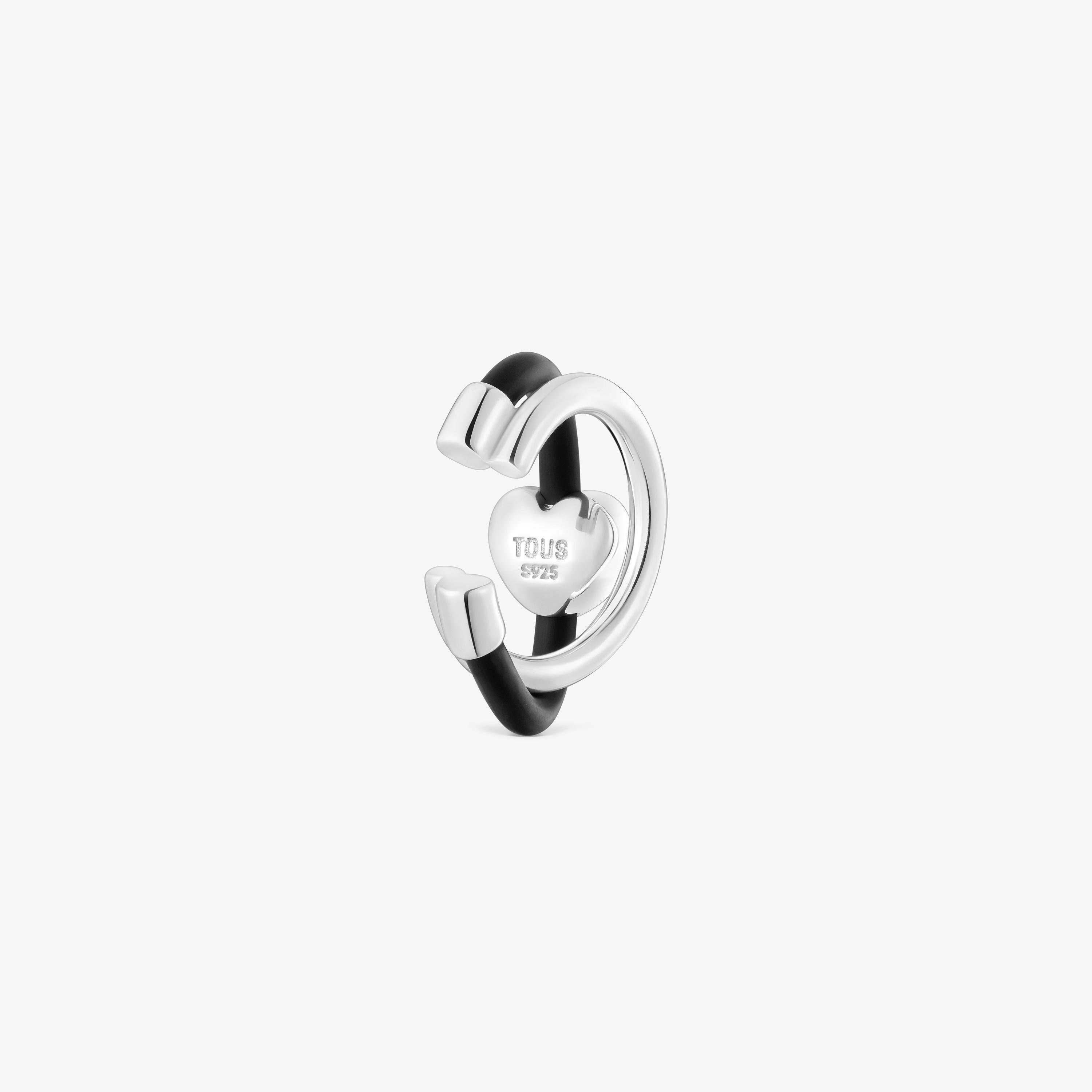 Heart earcuff in silver and rubber Bold Motif