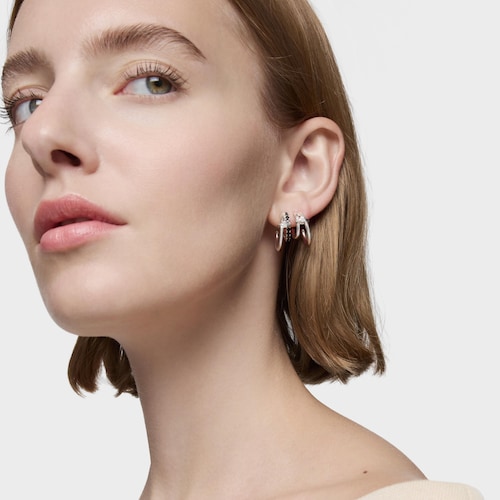 Brincos argola dupla em prata e espin&eacute;lio preto TOUS Straight