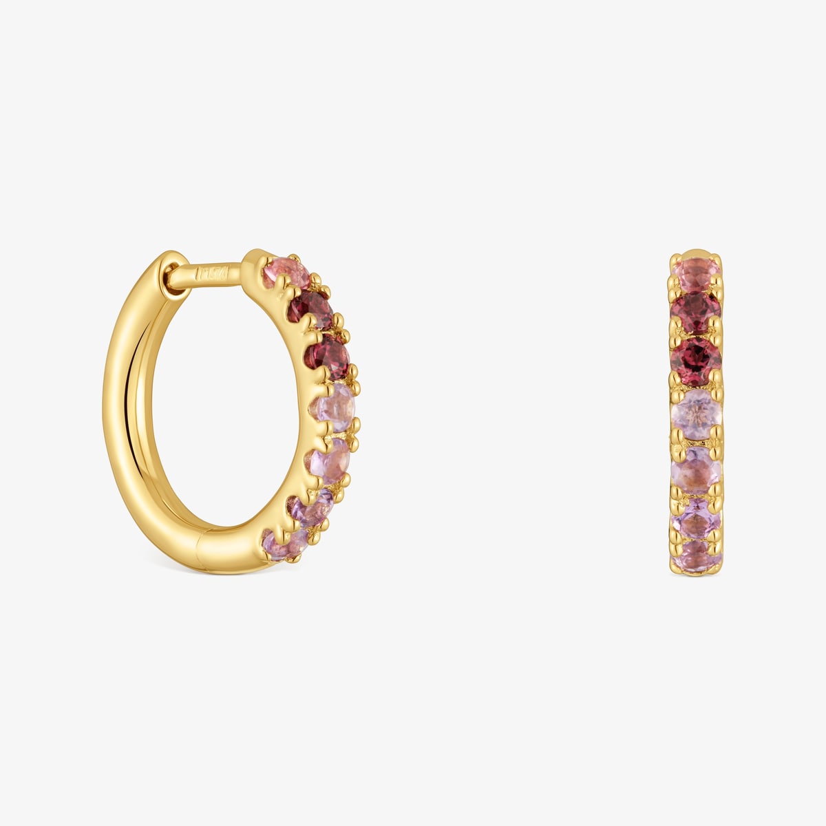 Tous - Pendientes De Aro Con Baño De Oro 18 Kt Sobre Plata Y Gemas Straight - Lila