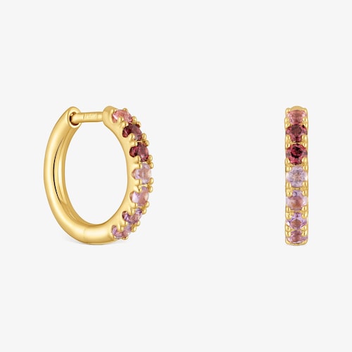 Kolczyki kreolki ze srebra powlekanego 18-karatowym złotem z kamieniami szlachetnymi TOUS Straight