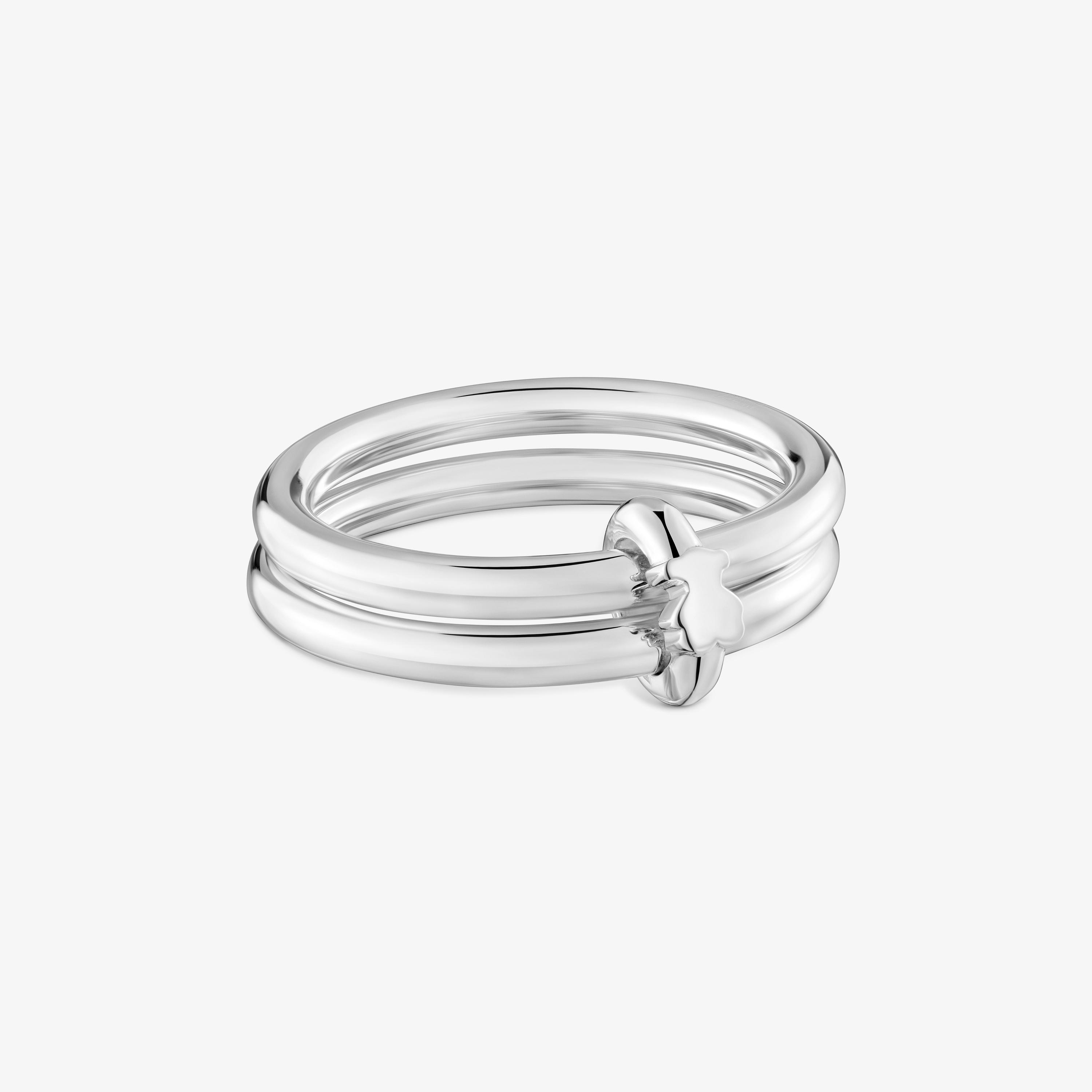 Silver Double hoop ring TOUS Straight