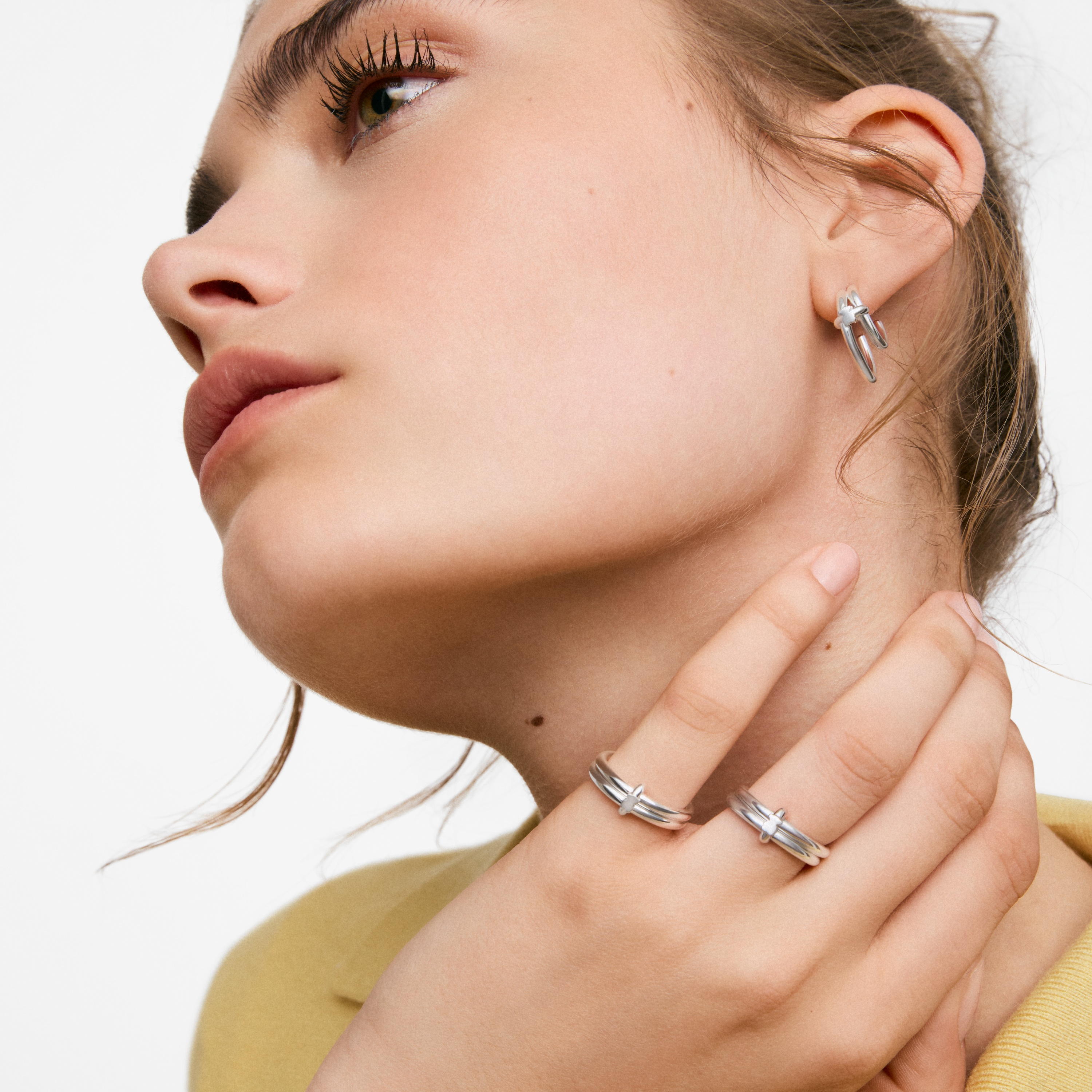 Silver Double hoop ring TOUS Straight