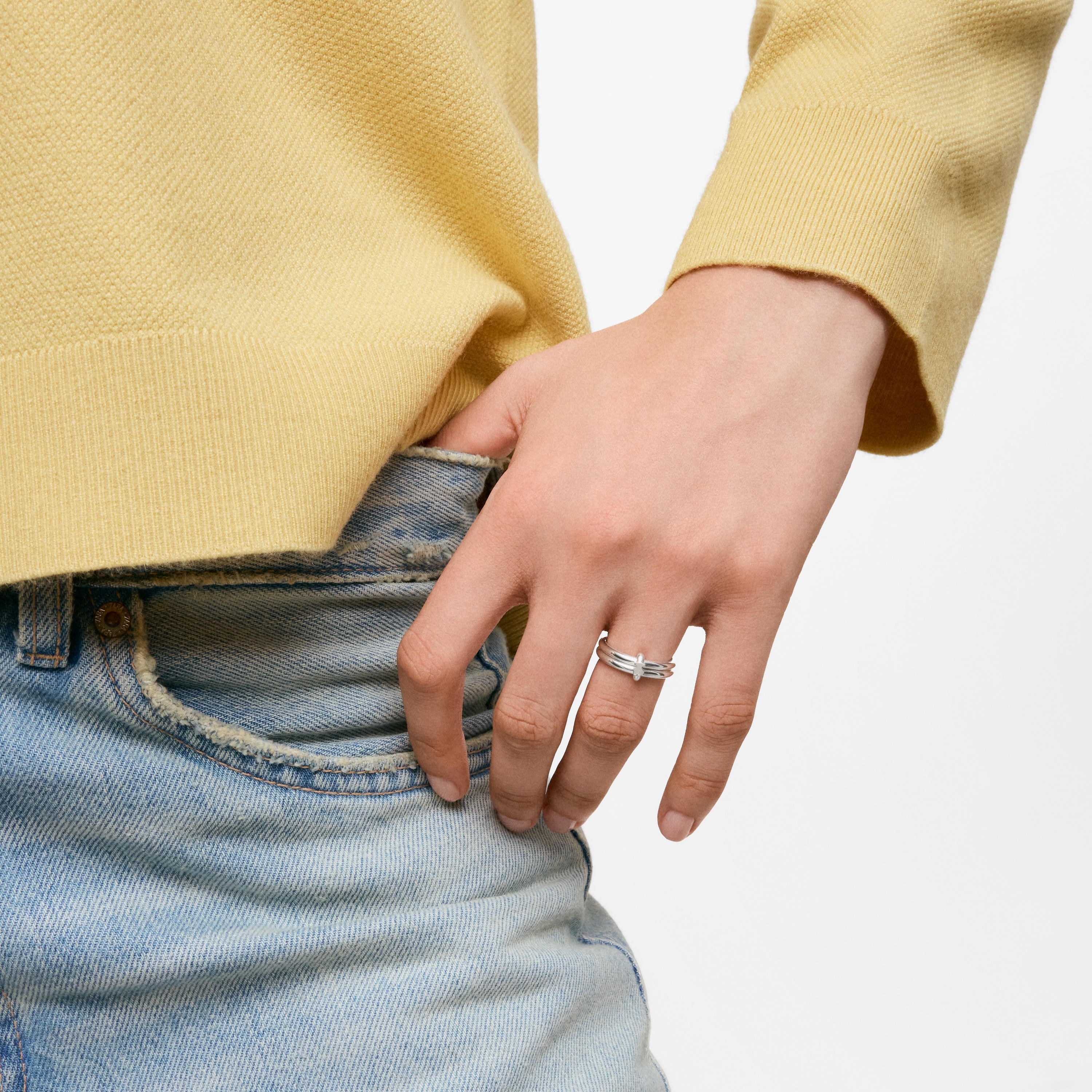 Silver Double hoop ring TOUS Straight