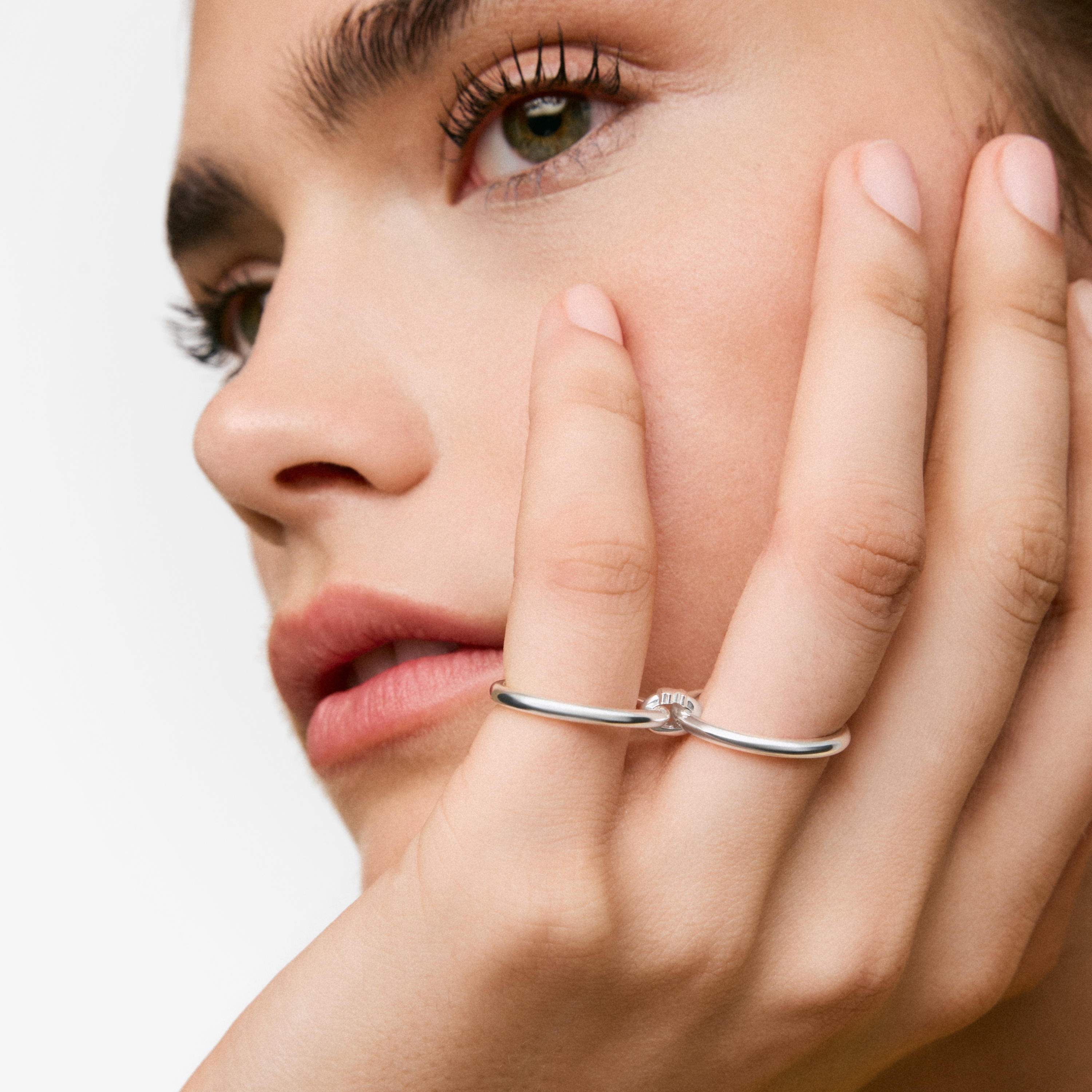 Silver Double hoop ring TOUS Straight