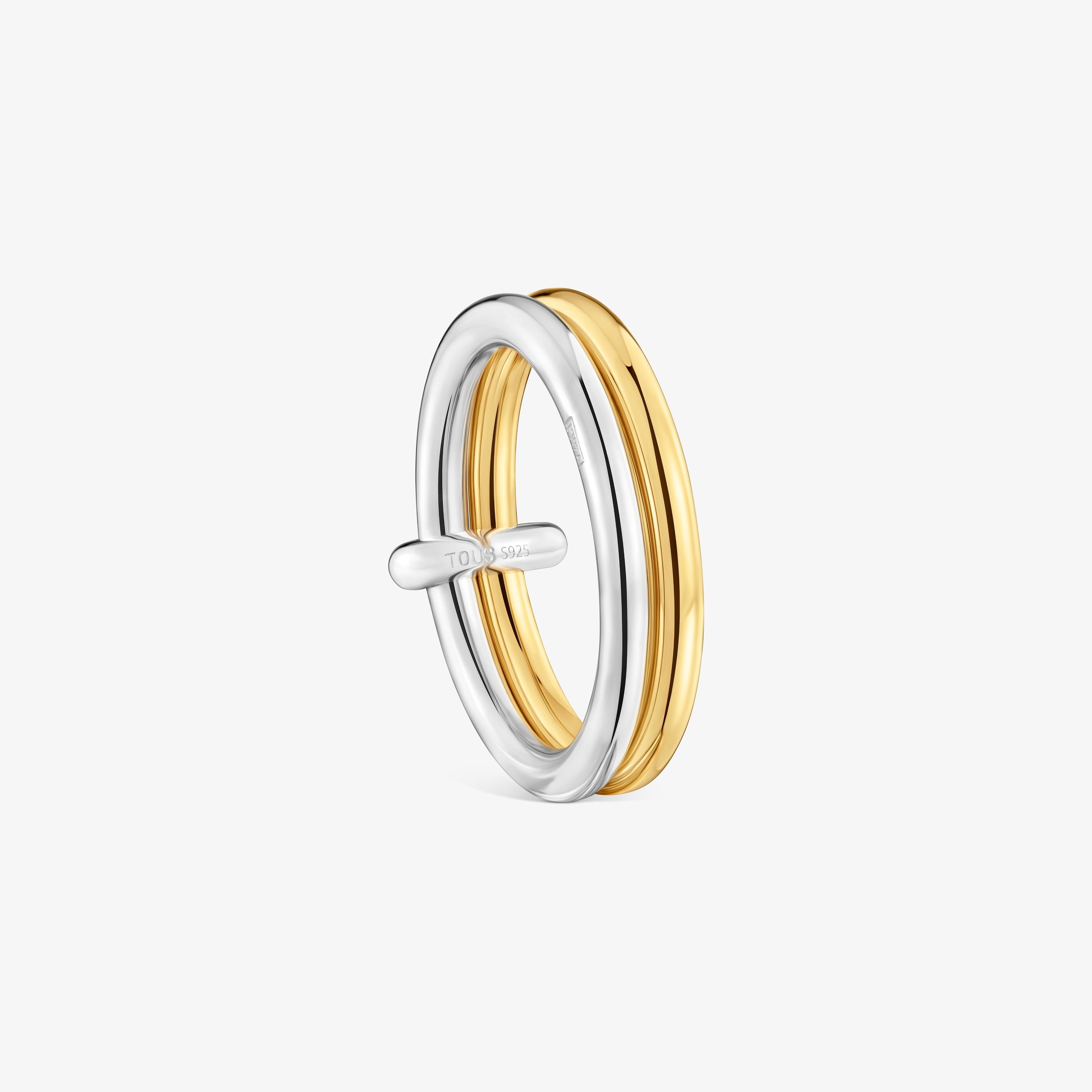 Two-tone Double hoop ring TOUS Straight