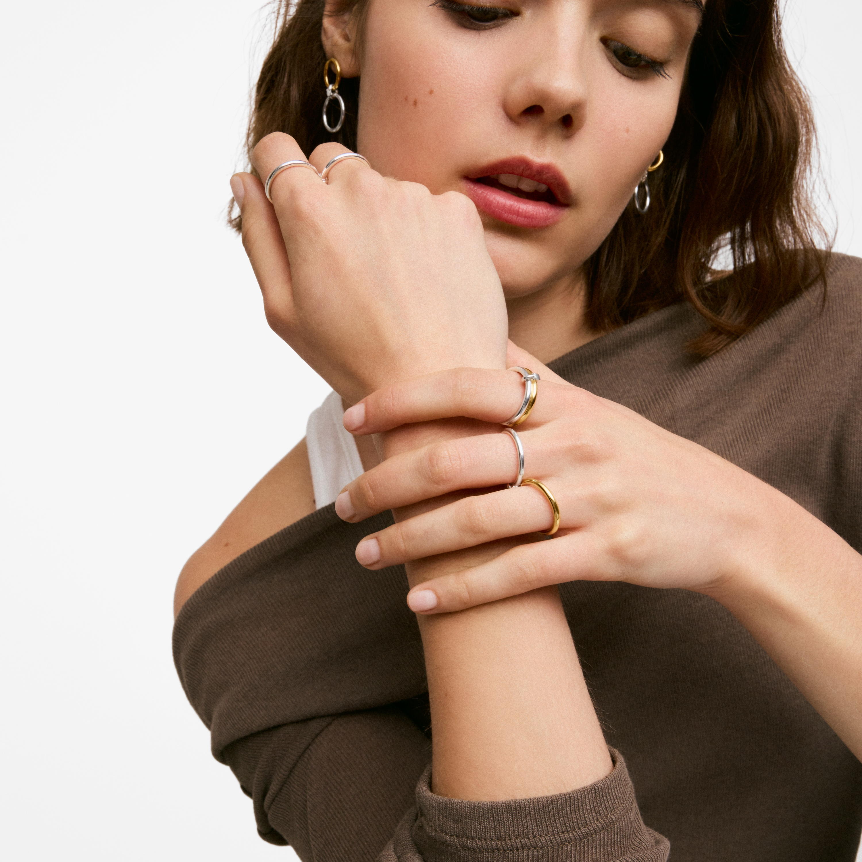 Two-tone Double hoop ring TOUS Straight