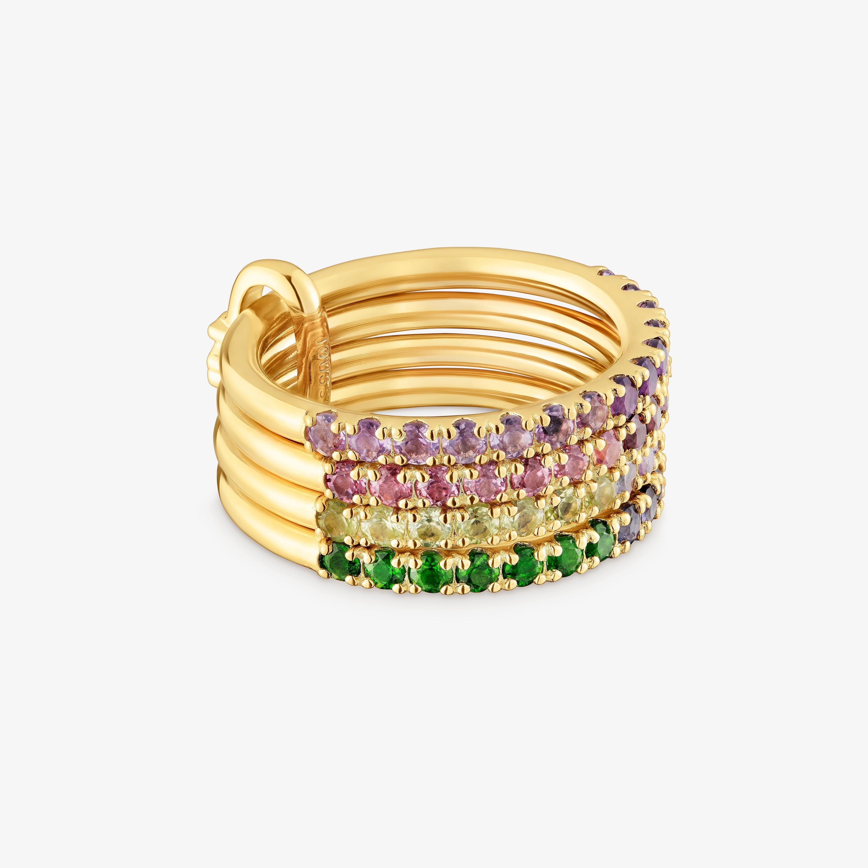 18K gold vermeil cuadruple ring with gemstones TOUS Straight