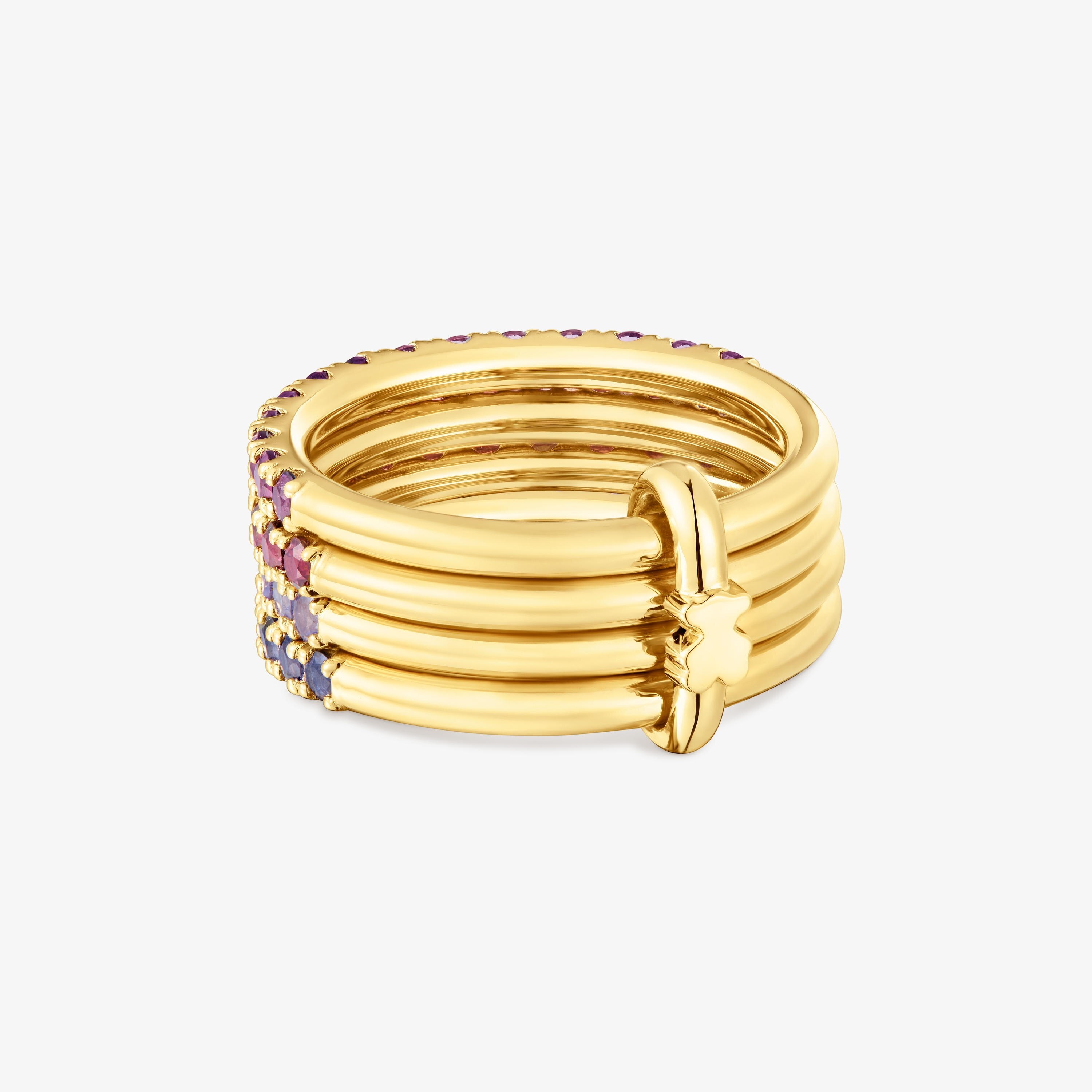 18K gold vermeil cuadruple ring with gemstones TOUS Straight