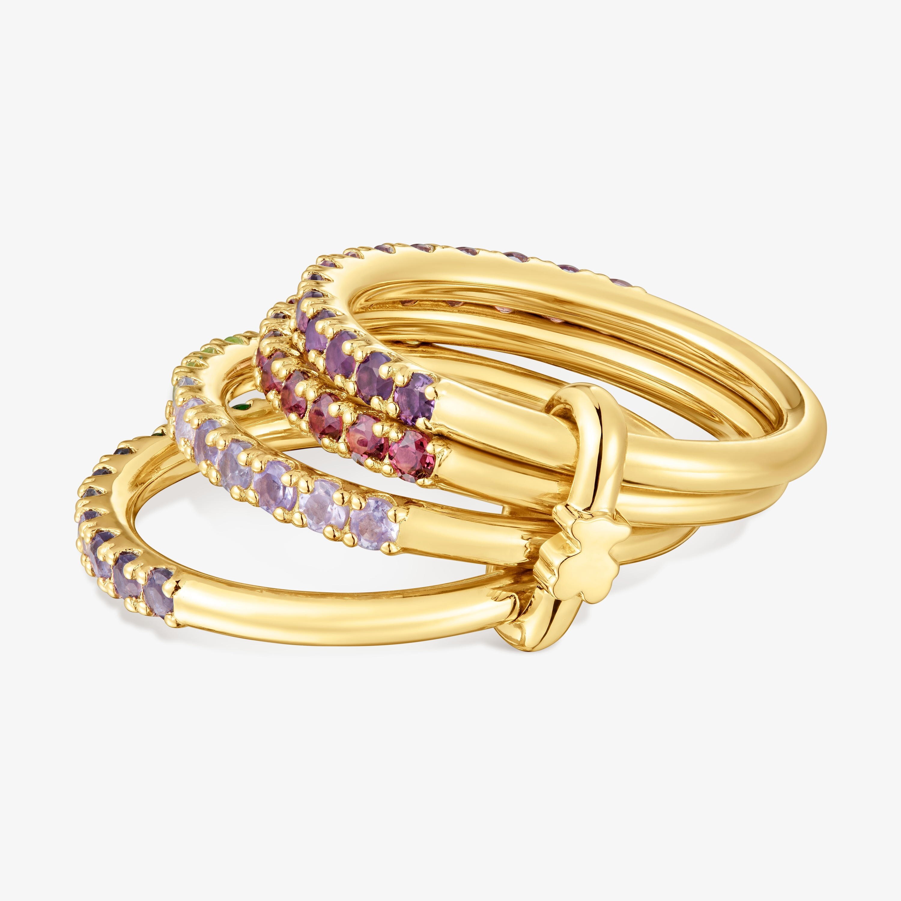 18K gold vermeil cuadruple ring with gemstones TOUS Straight