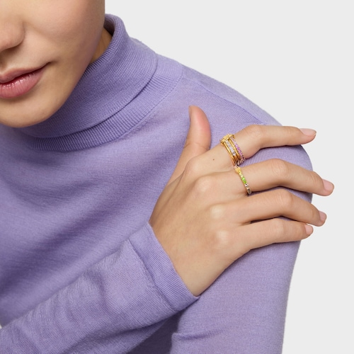 Dreifach-Ring aus 18&nbsp;kt vergoldetem Silber mit Edelsteinen TOUS Straight