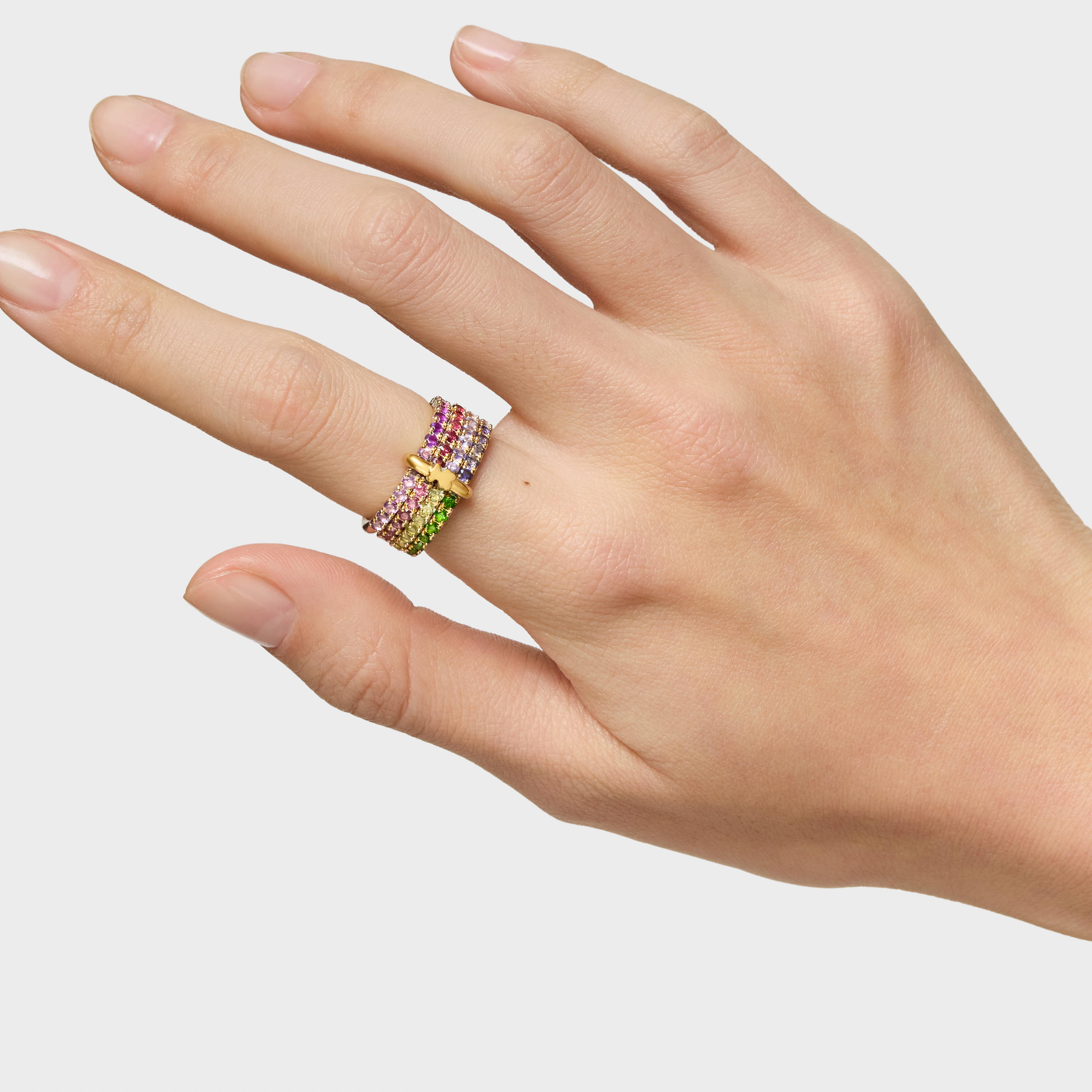 18K gold vermeil cuadruple ring with gemstones TOUS Straight