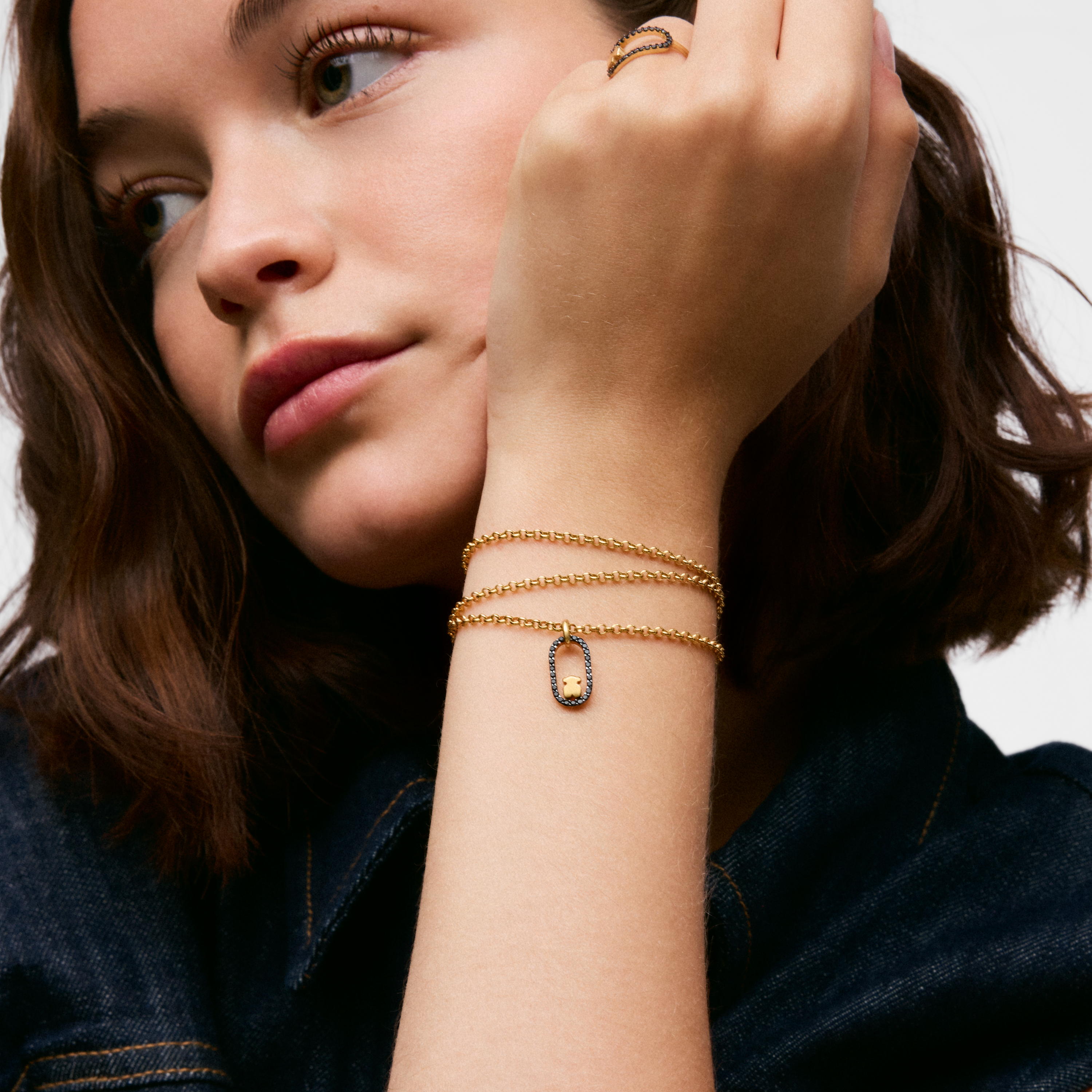 Pendant with 18 kt gold plating on silver and spinels Camille