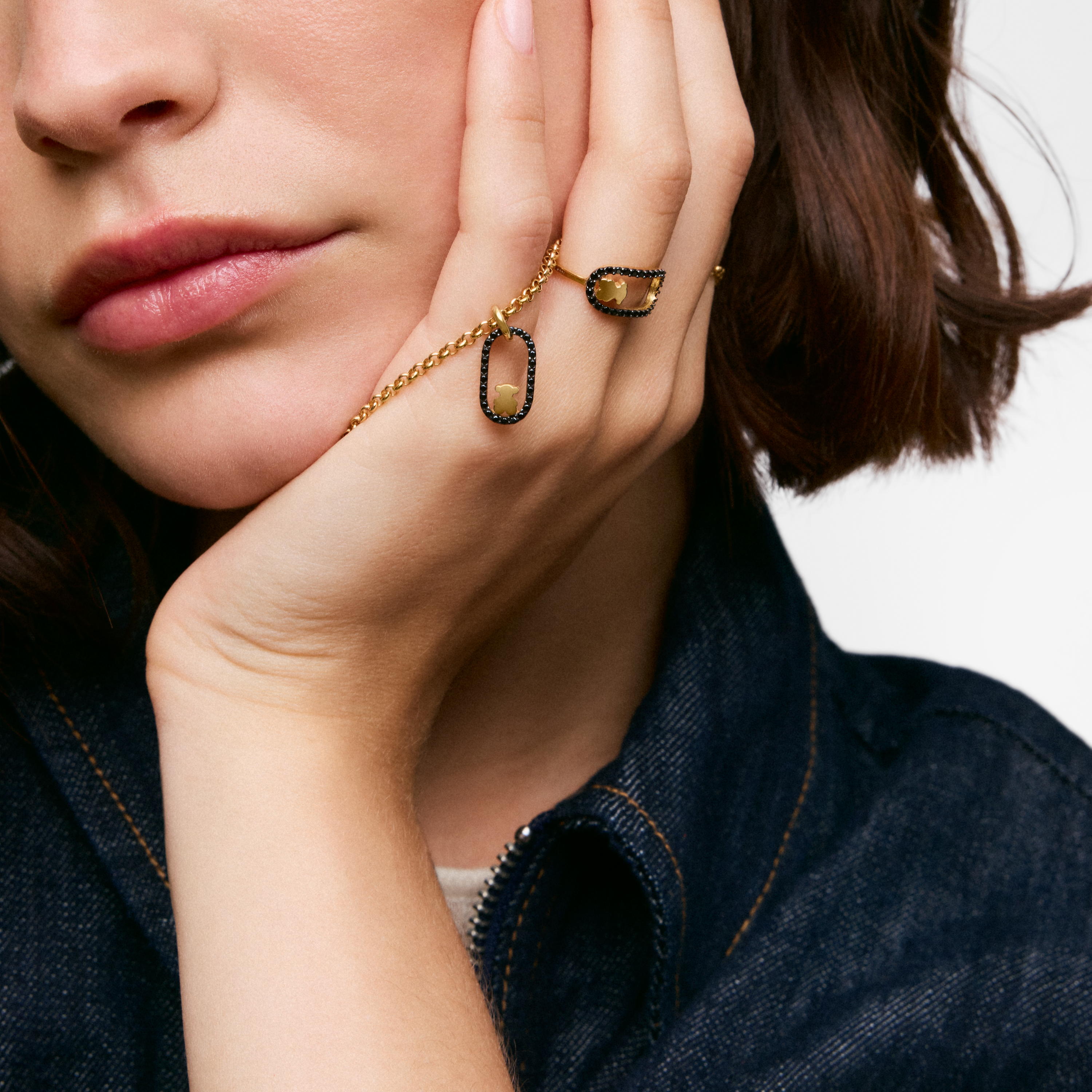 Pendant with 18 kt gold plating on silver and spinels Camille