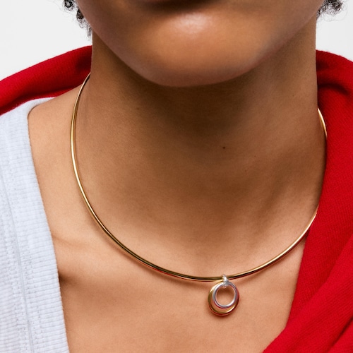 Two-tone Double hoop pendant TOUS Straight