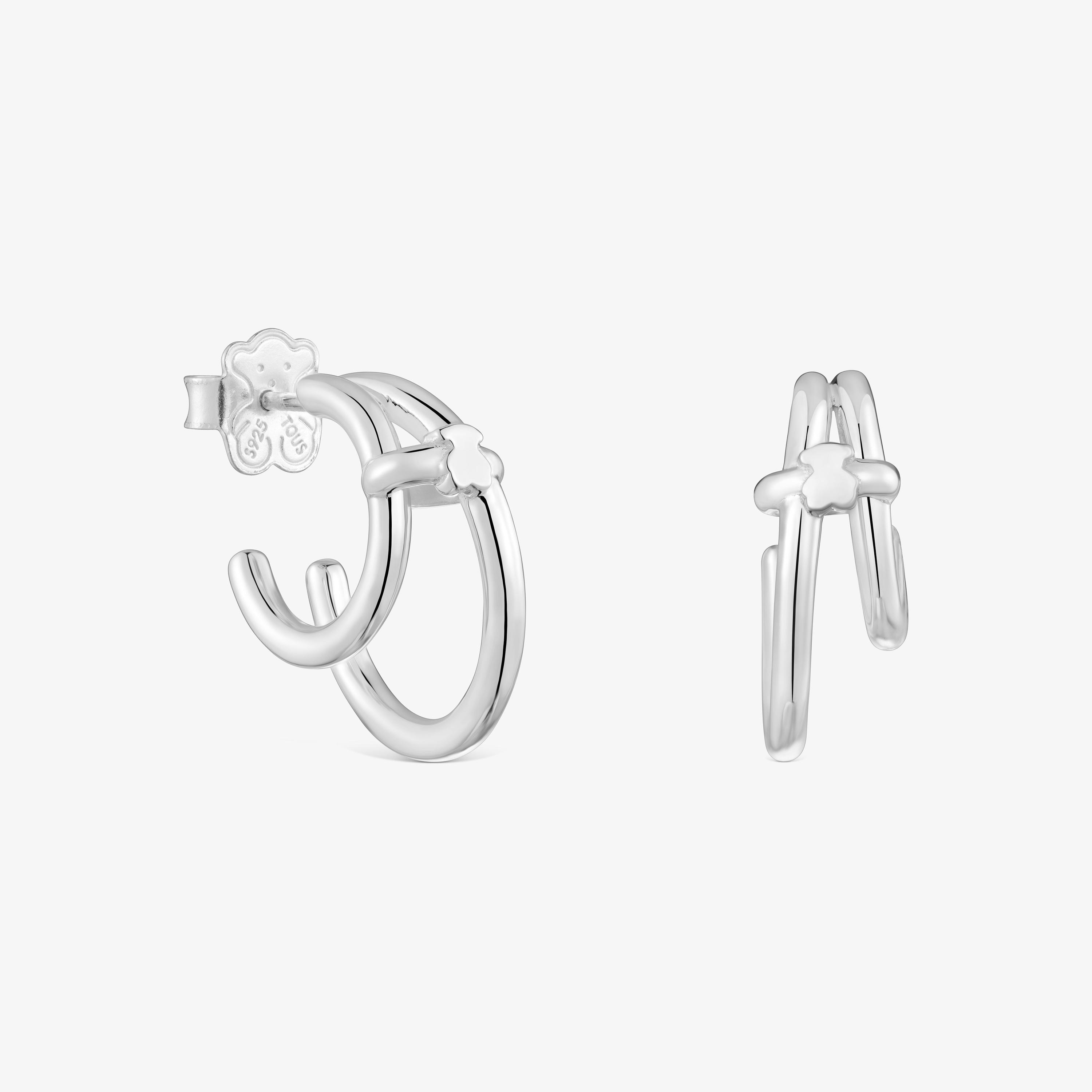 Silver Double hoop earrings TOUS Straight