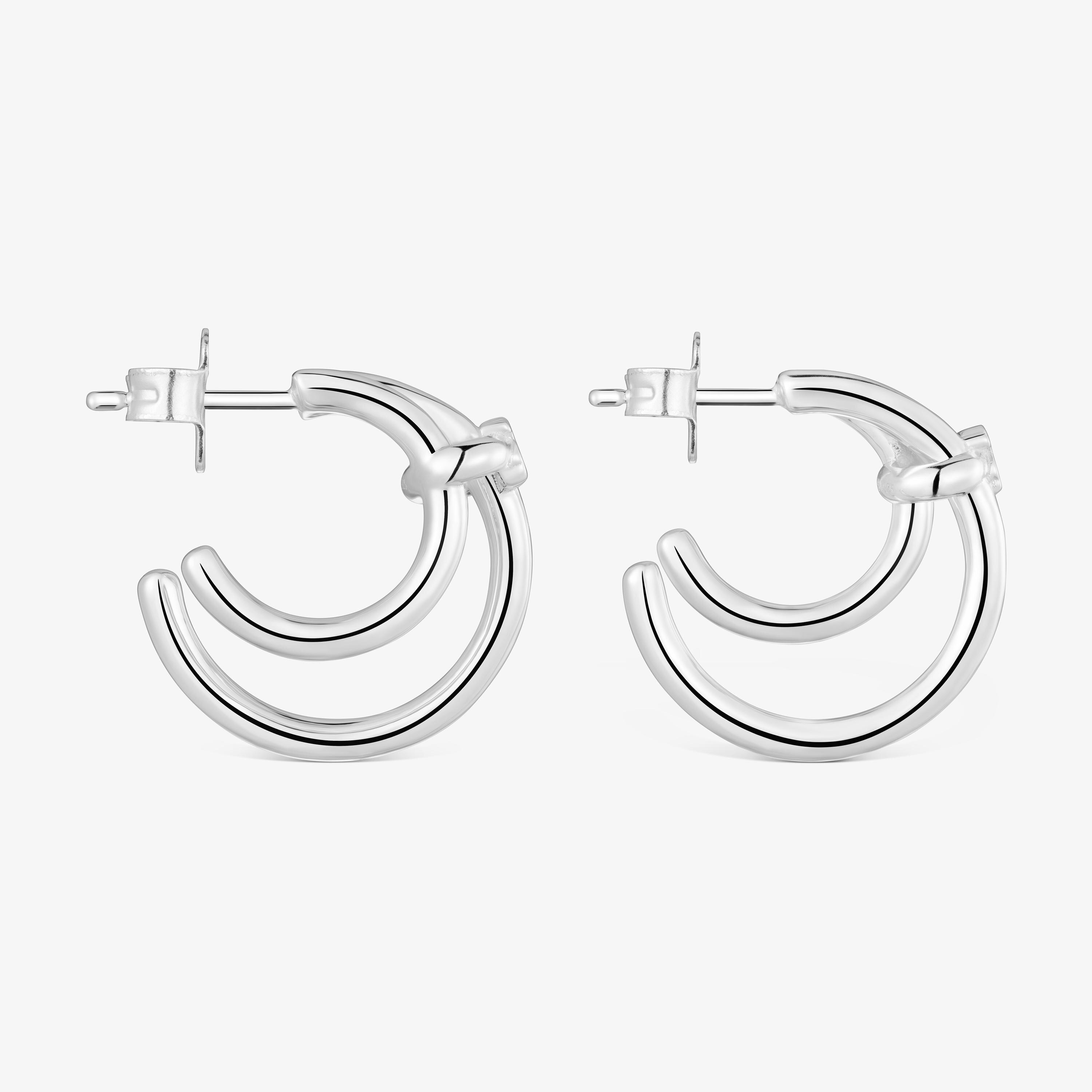 Silver Double hoop earrings TOUS Straight