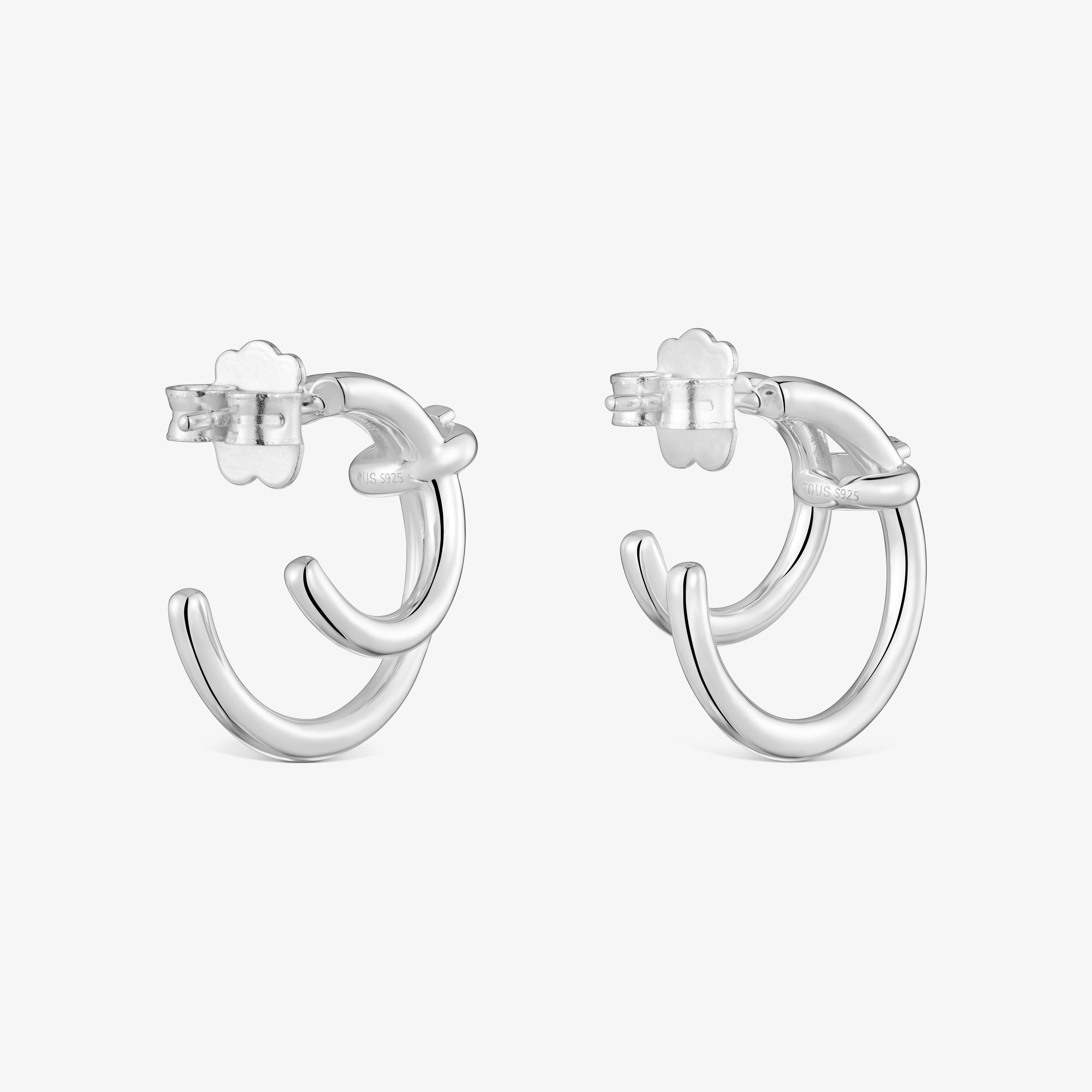 Silver Double hoop earrings TOUS Straight
