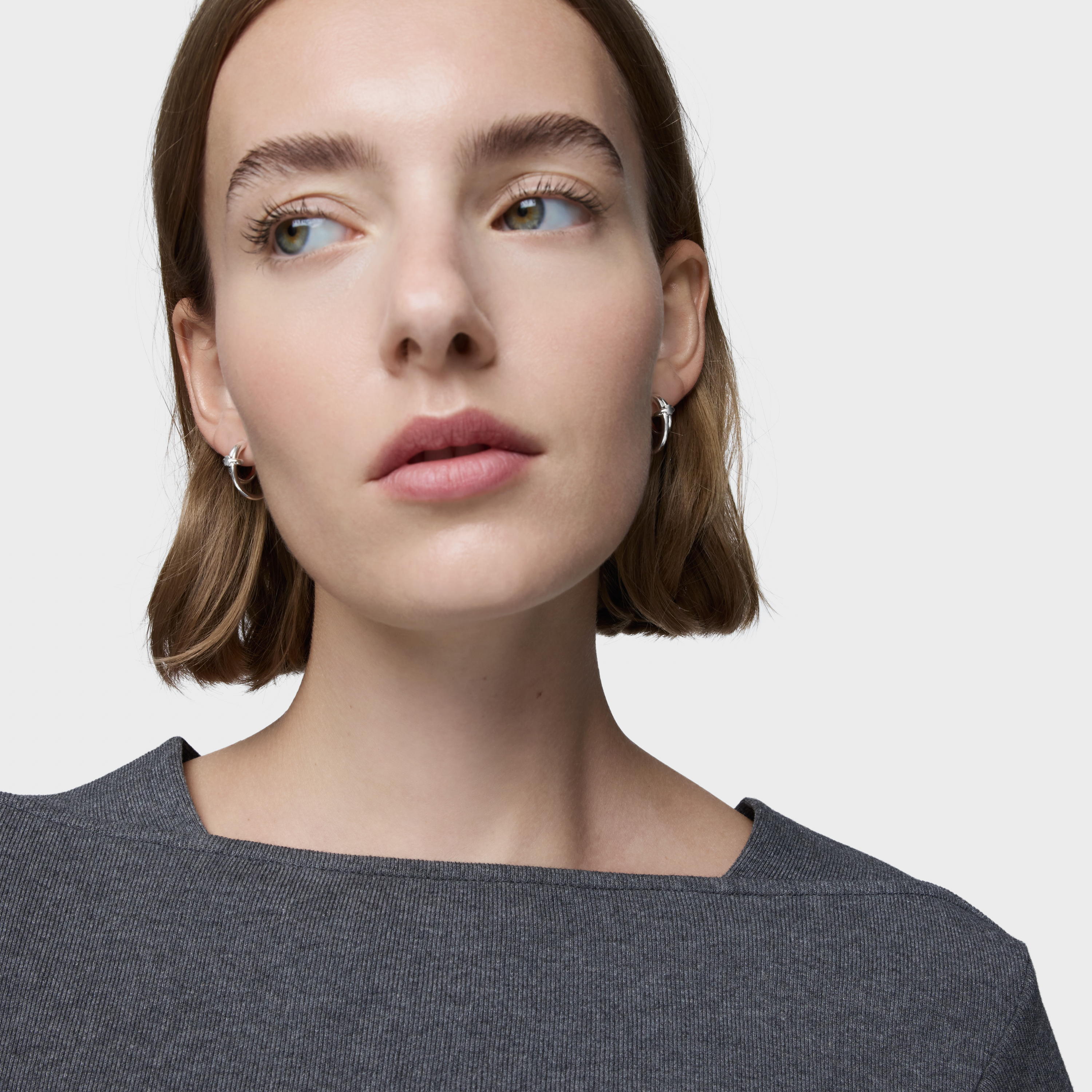Silver Double hoop earrings TOUS Straight