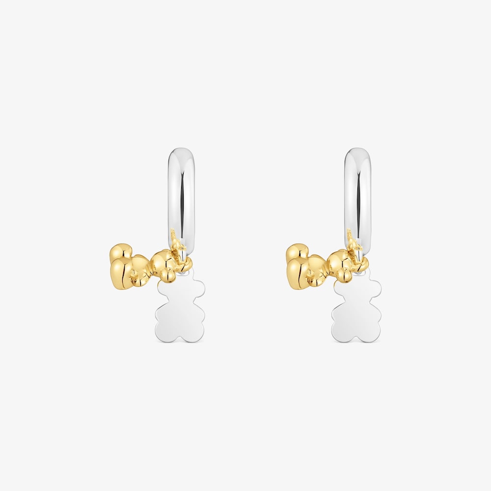 أقراط طوقية بدبدوب مزدوج ودرجتي لون من تشكيلة Bold Bear
