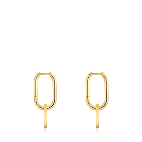 Brincos de argola com revestimento de ouro 18 kt em prata e espinelas Camille